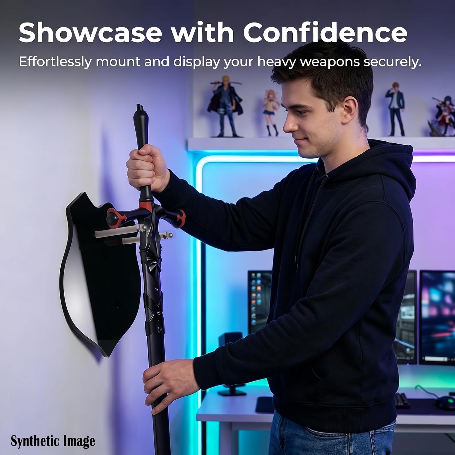 Sword Hanger,Sword Wall Mount,Axe Holder，2 sword display stand | Acrylic sword hangers for wall,Can display two swords or one sword at the same time(Pack of 1)