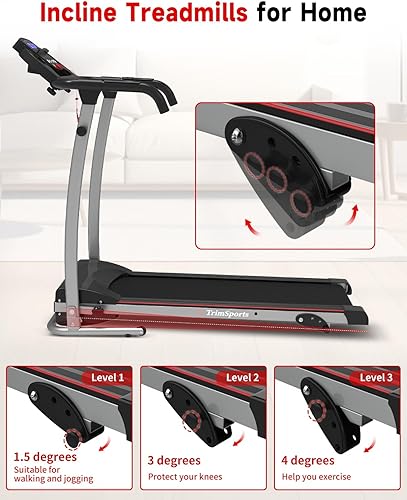 Vista 4 de Caminadoras para caminar para el hogar y la oficina, caminadora plegable eléctrica con inclinación de 220 libras, pequeña caminadora plegable
