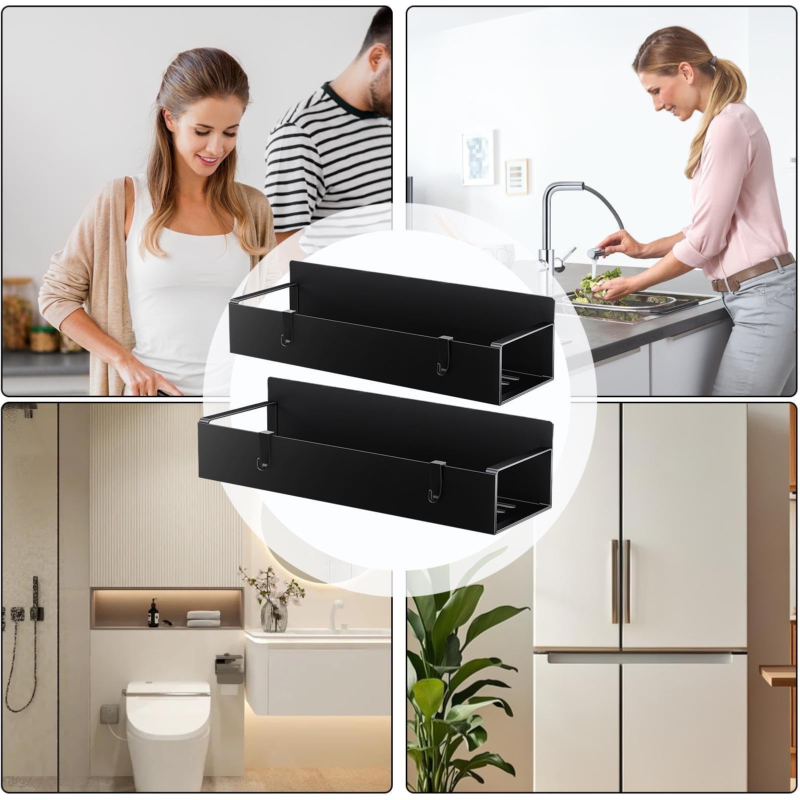 Lot de 2 porte-gobelets magnétiques pour cuisine et salle de bain, étagère magnétique multi-usage pour tasses à café, design noir et blanc pour maisons modernes