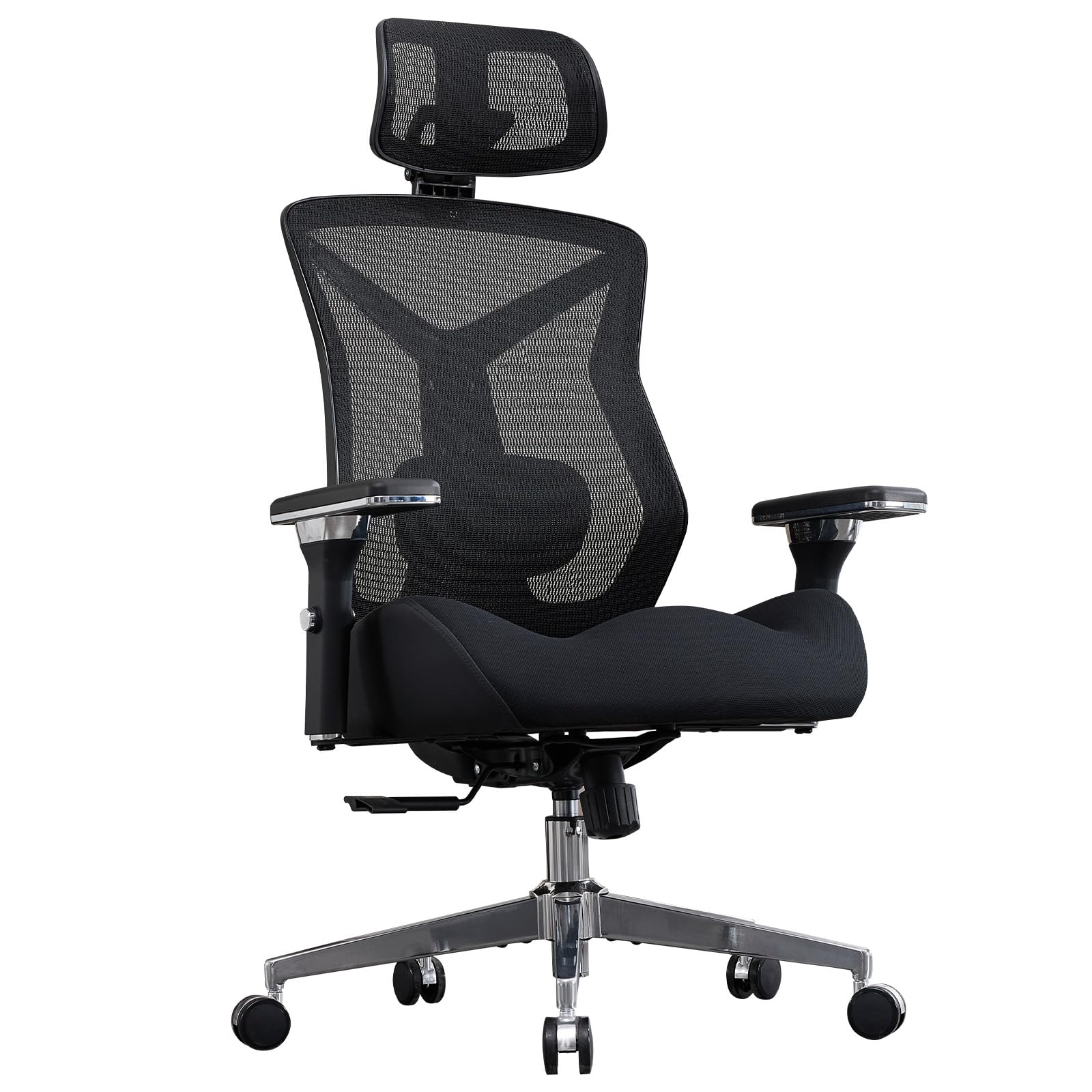 600lbs Big and Tall Office Chair with W-Shaped Seat Cushion, Ergonomic Mesh Desk Chair with Adjustable Lumbar Support, 4D Armrests for Heavy People