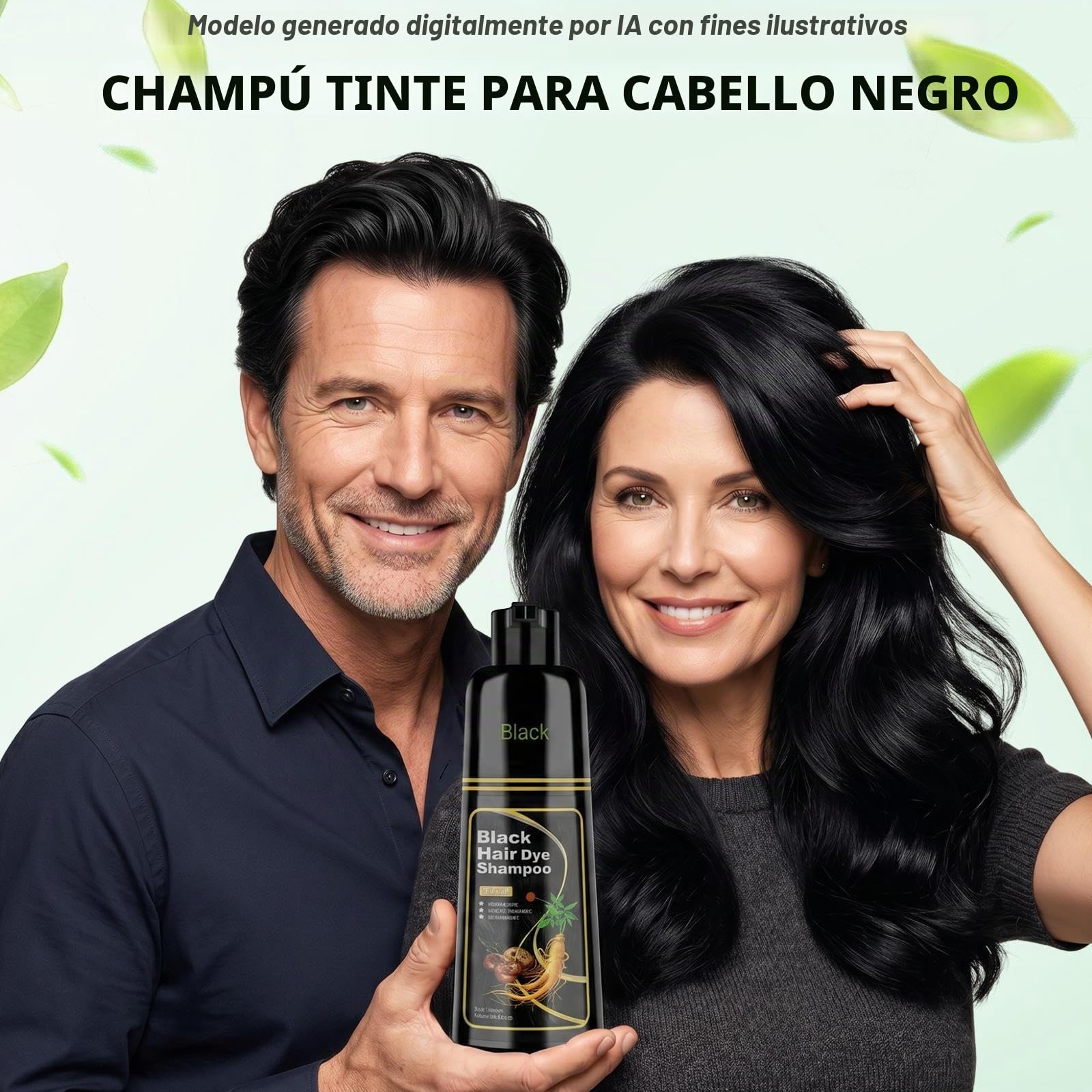 JUANCHI Black Hair Dye Shampoo 3 in 1, 150ML Hair Dye Shampoo for Women Men