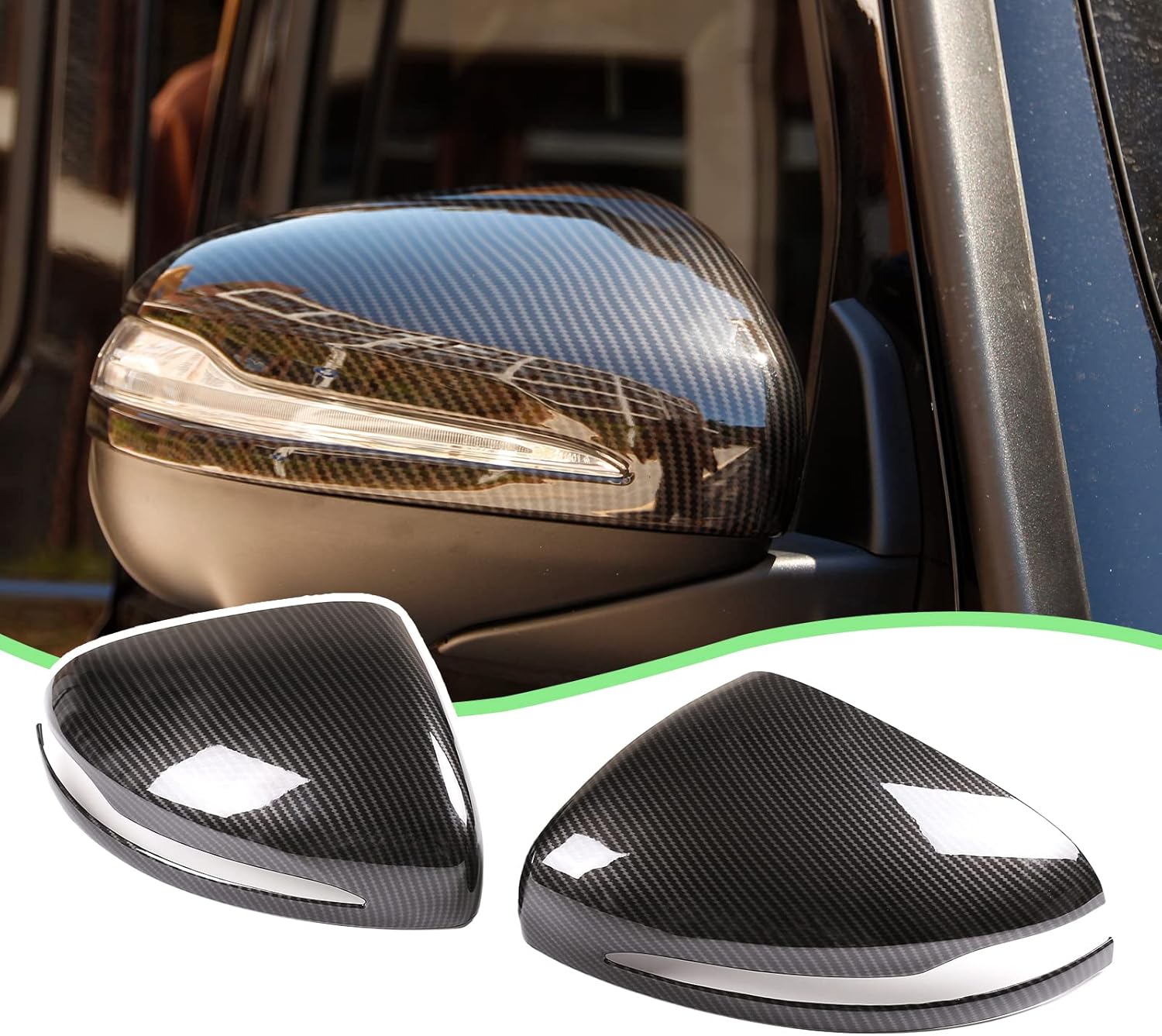 PIUGILH ABS Carbon Fiber Pattern Rearview Mirror Cover Side Mirror Protector Exterior Decoration for Mercedes Benz G Wagon W464 G Class W463 G500 G550 G63 G65 2019 2020