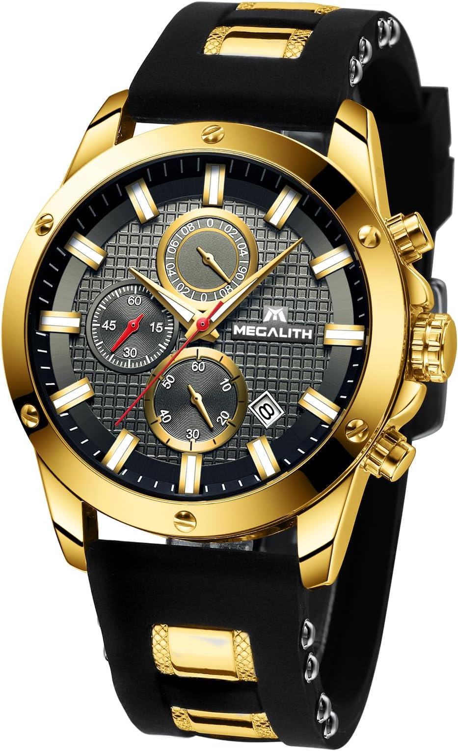 MEGALITH Men's Chronograph Watch: Waterproof Analogue Quartz Watches with Big Dial Design – Birthday and Valentine's Day Gift for Men