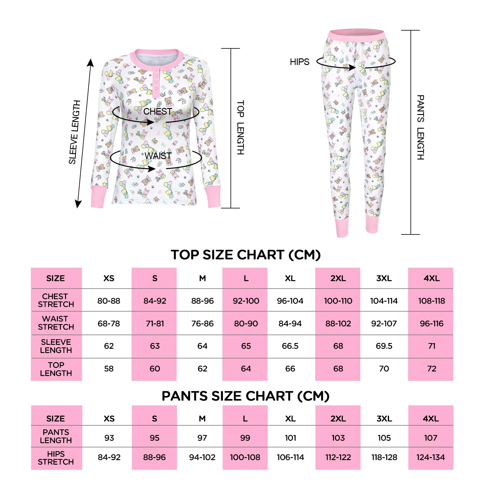 LittleForBig Dos Piezas Set de Pijama de Manga Larga para Mujer - Sedoso Suave, Cómodo Elástico y Transpirable Baby Cuties Temática Ropa de Dormir Rosa XXXXL