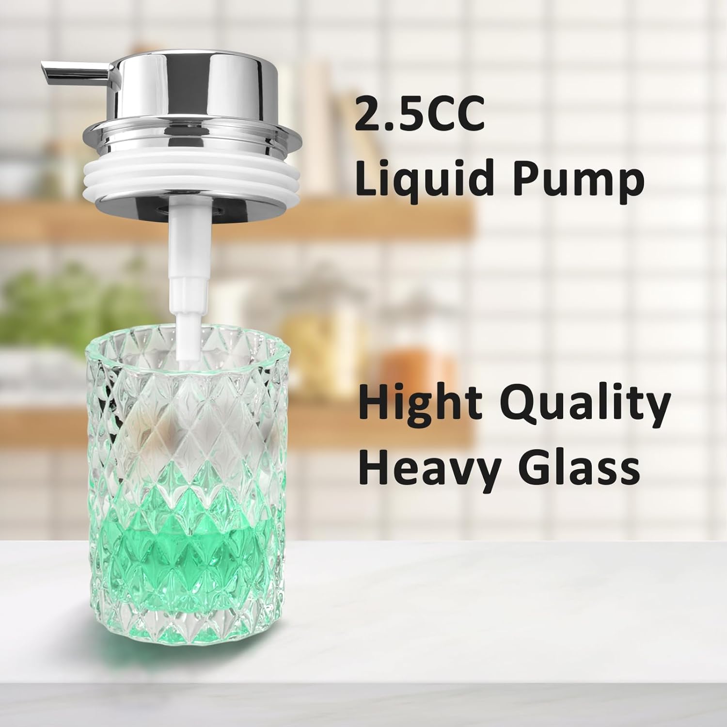 Bathroom Glass Soap Dispenser with Durable Rust-Proof Plastic Liquid Pump (Can't Foam) Hand Lotion Dispenser Antislip Shampoo Kitchen 10oz - Image 3
