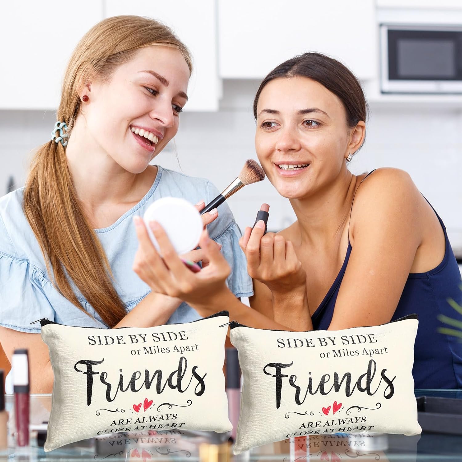 Saintrygo 10 Pieces Friendship Gifts for Women Good Friend Cosmetic Bags Funny Long Distance Friendship Makeup Bags Christmas Gift Travel Toiletry Makeup Zipper Pouch for BFF Soul Sister(Heart Style) - Image 3