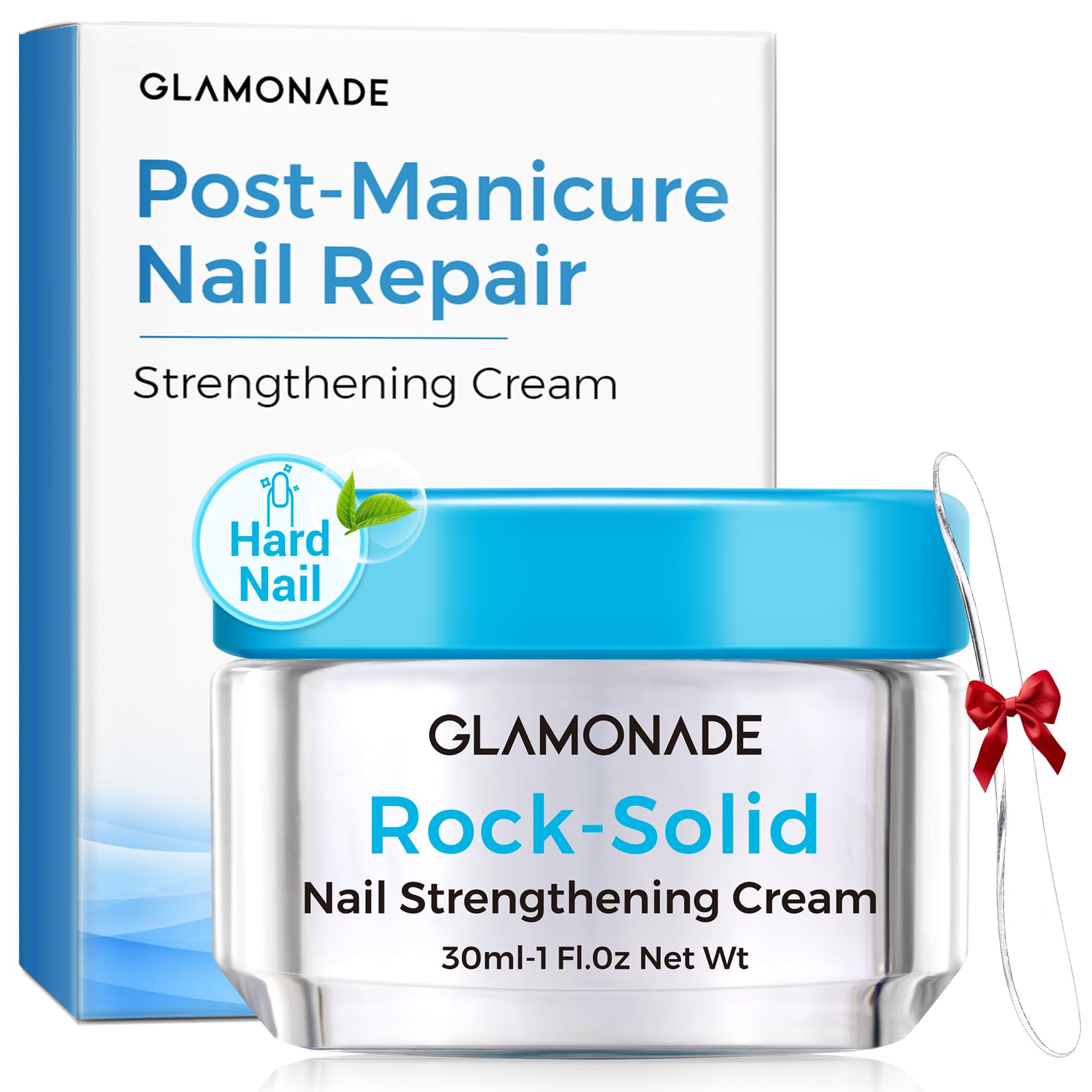 Glamonade Hard Nail Strengthening Cream: Nail Strengthener And Cuticle Conditioning for Weak Thin Brittle Nails Post-Manicure Natural Nails Reset Fast-Absorbing Light Scent 1oz Nail Care Essential