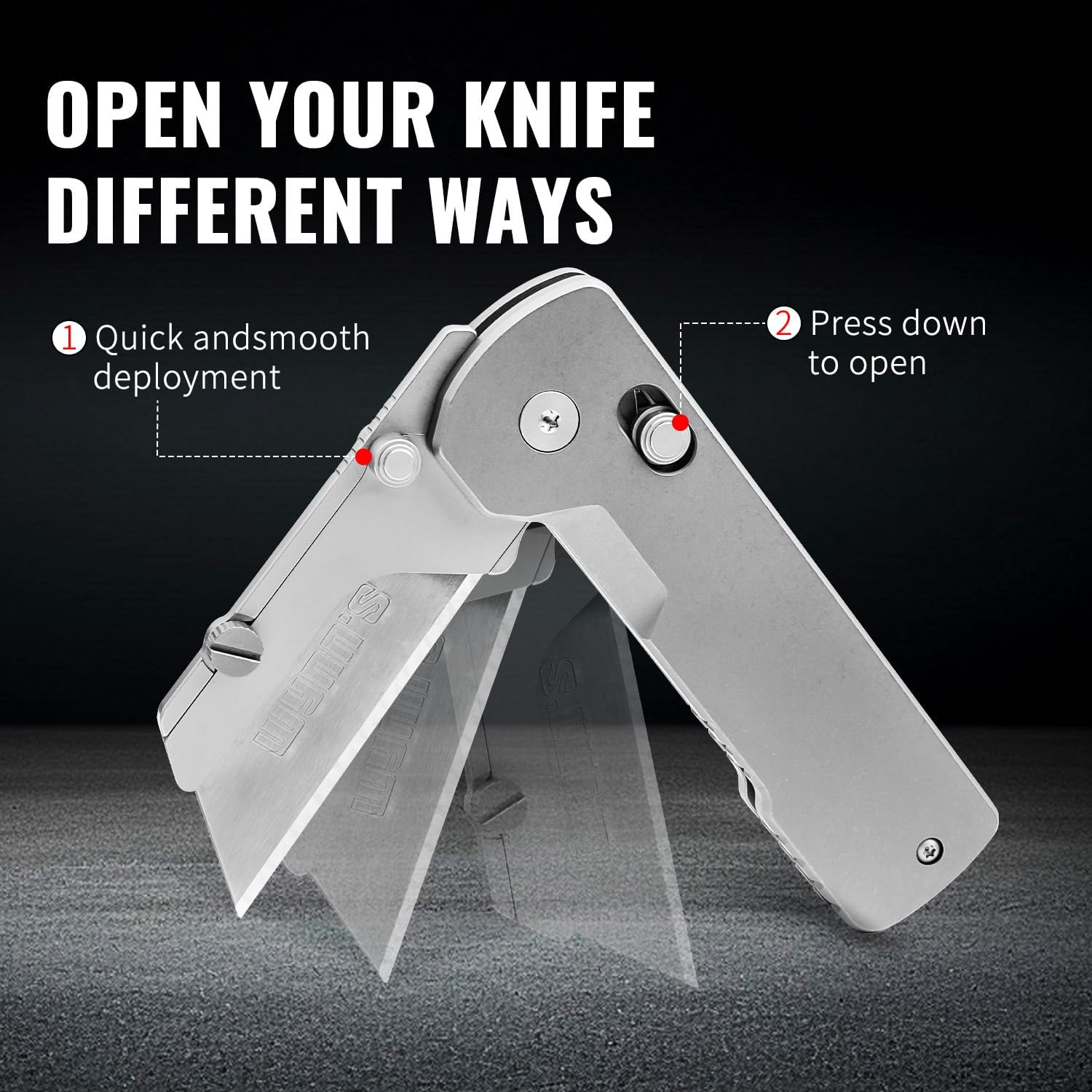 Titanium Folding Utility Knife, EDC Pocket Knife with Safety Lock Box Cutter with 10PCS Razor Blades for Men Women