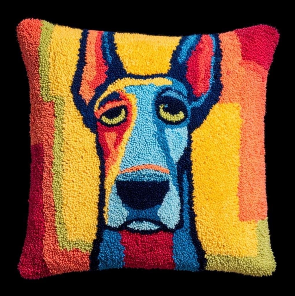 Henypt Latch Hook Craft Cushion Kit 43x43cm,Great Dane