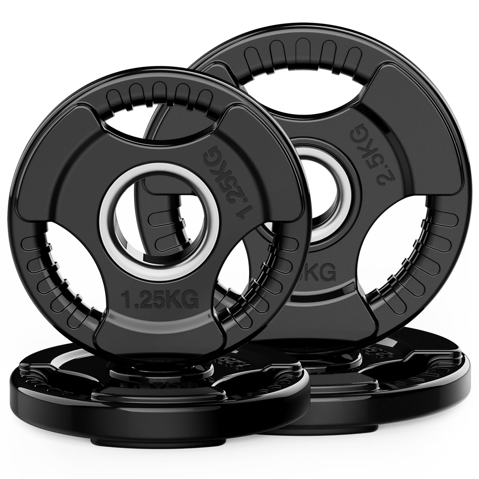 PhysKcal 1.25kg, 2.5kg Set of 4 Rubber Weight Plates Set for Olympic Barbells, Barbell Weights Set, Dumbbells Plates for International Barbells, Change Plates, Fractional Plates