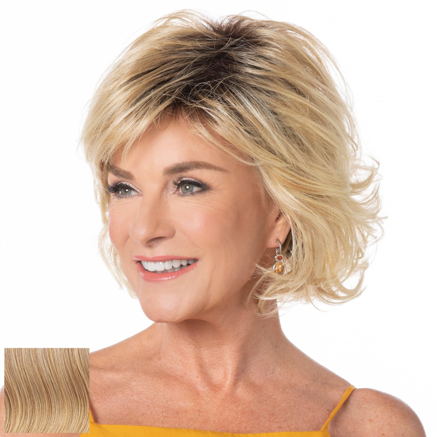 Toni Brattin Wonderful Wig - Collar-Length with Layered Curls & Textured Bangs - Heat-Friendly Fiber Looks & Feels like Natural, Healthy Hair -