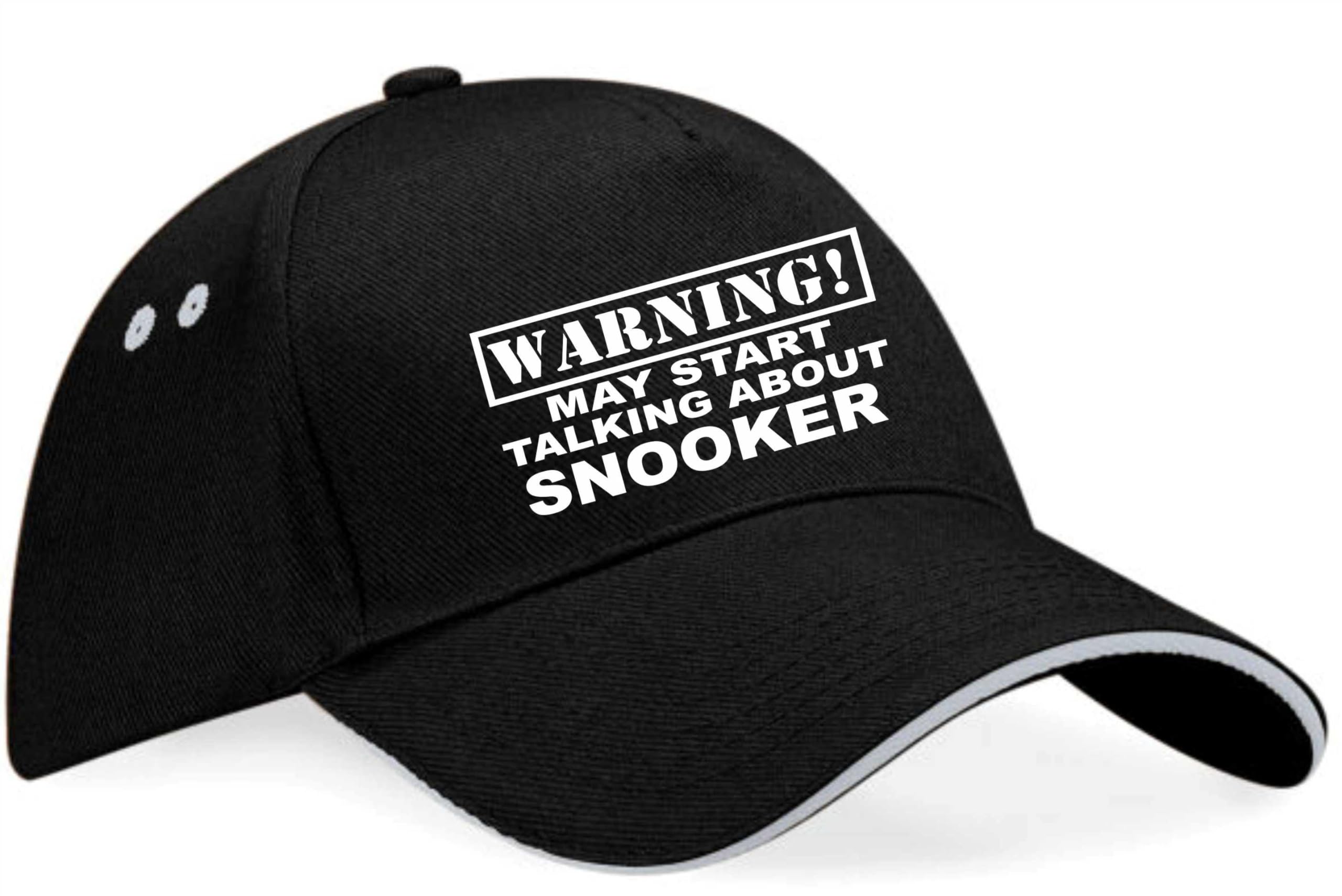 Print4U Warning May Talk About Snooker Baseball Cap Sport Gift for Men & Ladies Black