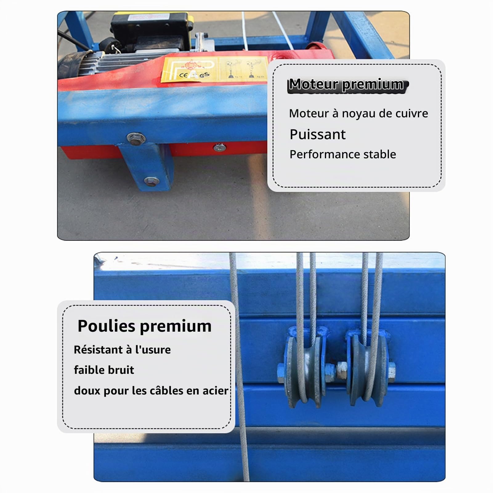 Échafaudage électrique avec télécommande, échelle de construction pliable, charge maximale de 400 kg, hauteur de levage de 2 m