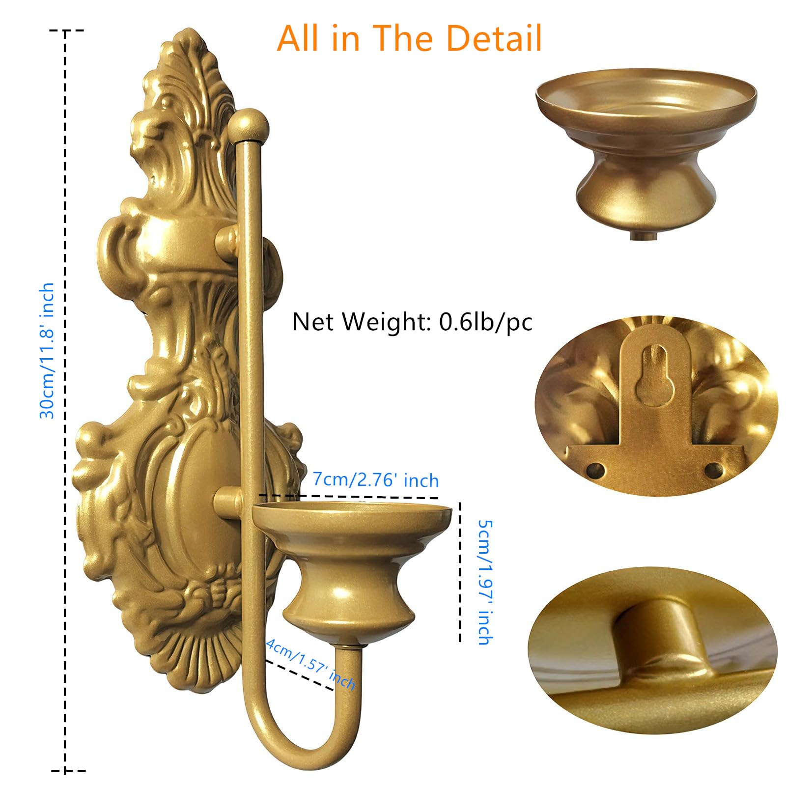 Amazon.co.jp: 壁取り付け用燭台キャンドルホルダー、金属製壁掛け