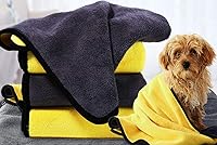 Kwispel Super Absorbent Microfiber Dog Bath Towel for Small Dogs & Cats - Quick Dry 11.8x23.6 Inch Yellow Grey