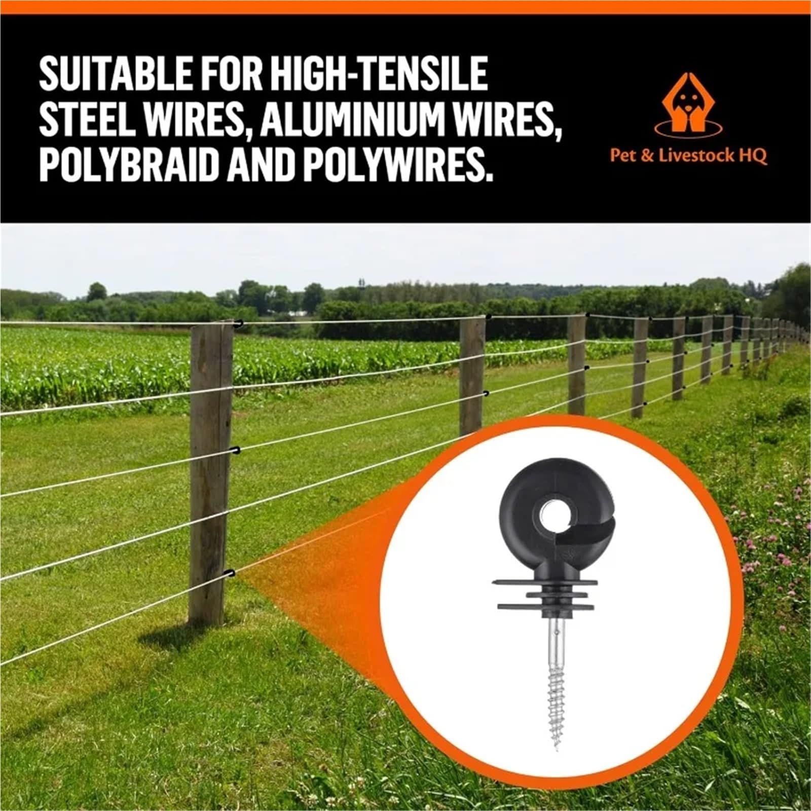 Isolanti elettrici a vite per recinzioni, 50 pezzi, accessori di sicurezza per il giardino agricolo per filo/tubo, ideali per attrezzature agricole e uso esterno