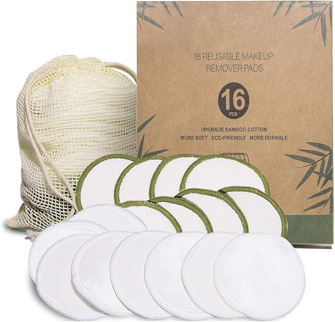 UNIMEIX Reusable Makeup Remover Pads 16 Bamboo Removal Pads
