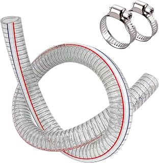 1 Inch ID x 1 1/4 Inch OD Heavy-Duty Steel Wire Suction PVC Flexible Tubing High Pressure UV Chemical Resistant Thick Vinyl Hose Tube, 6.5FT
