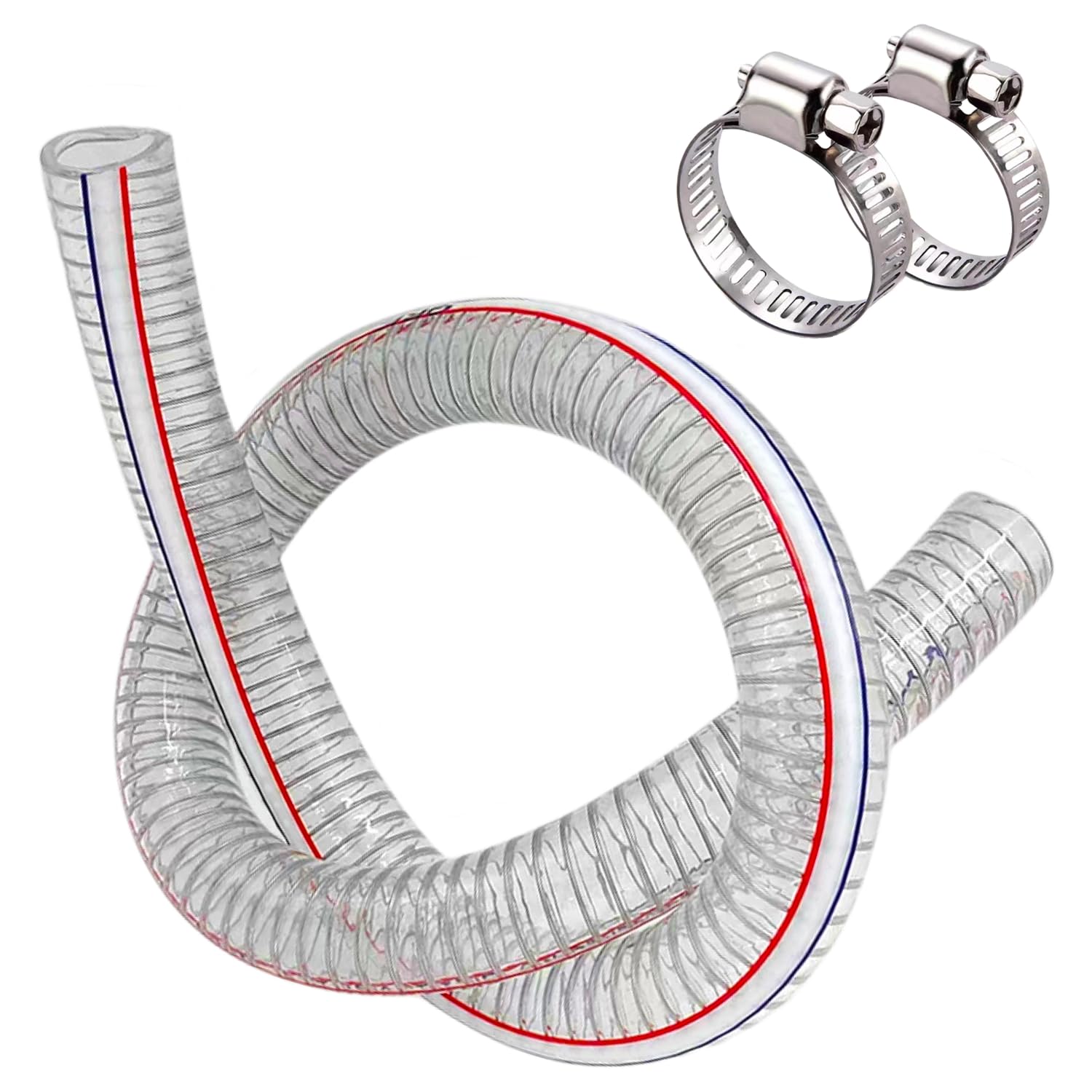 PEISONGFEI 1 1/4 '' ID x 1 1/2 '' OD Heavy-Duty Steel Wire Vacuum Suction Hose, PVC High Pressure UV Chemical Resistant Thick Flexible Vinyl Tubing,