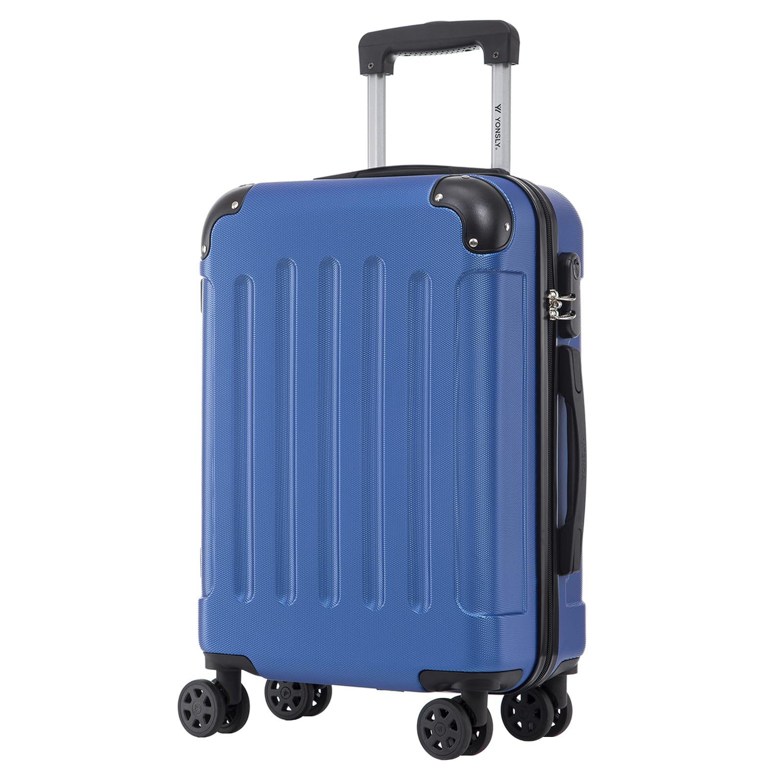 YONSLY Trolley Reisekoffer Set, Koffer Suitcase, Rollkoffer Handgepäck Hartschalenreisekoffer mit Zahlenschloss, 4 Rollen 360°, Weicher Gummigriff