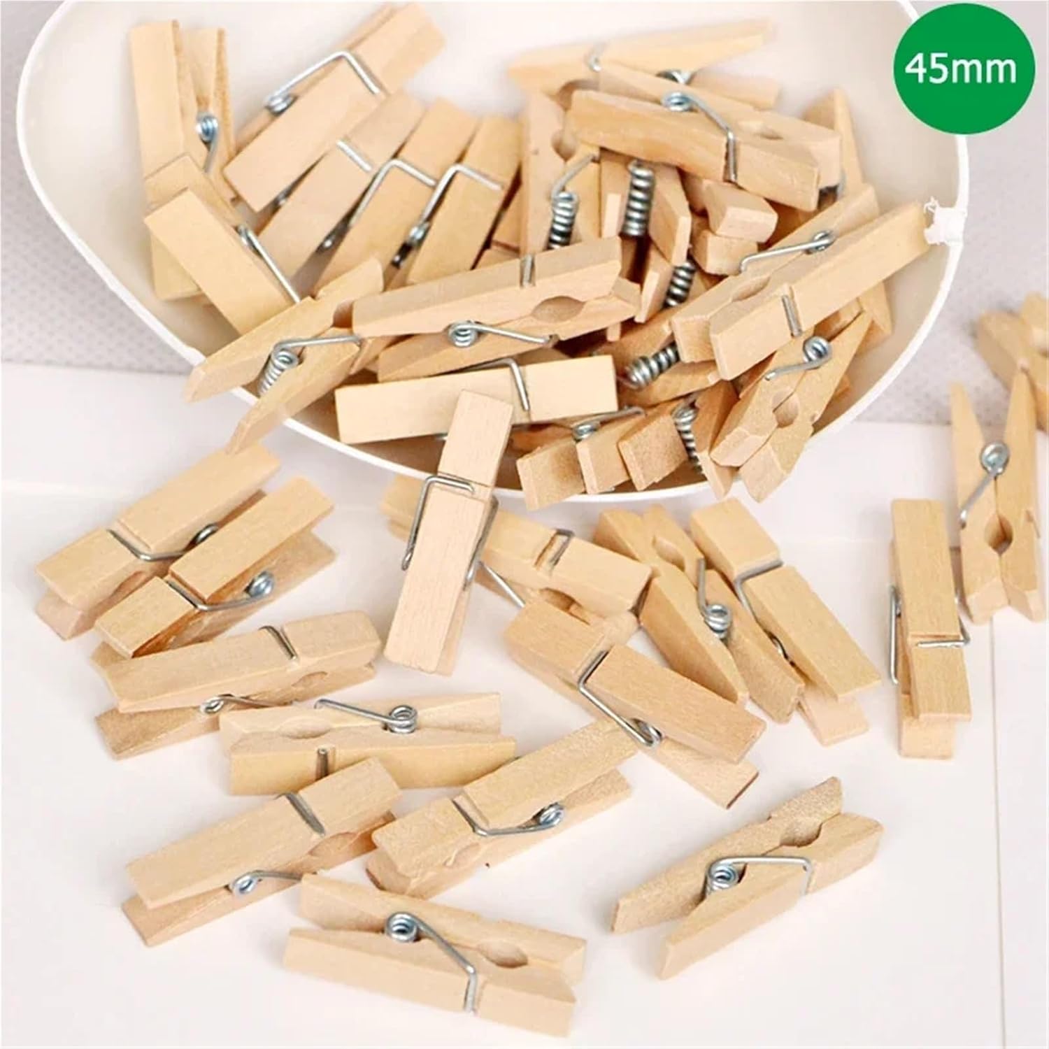 Clothes pins 100 PCS Clothes Pegs Mini Wooden Paper Photo Clips Clothespins Wood Clamps(45MM)