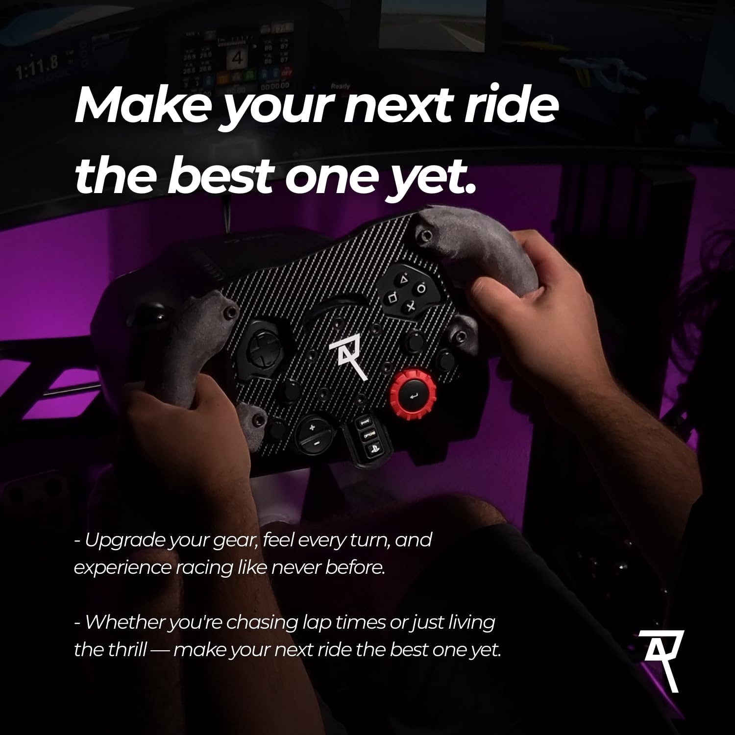 RaceAct Racing F1 Wheel Mod Add-On for Logitech G29, G920 & G923 – Formula Style Sim Racing Steering Wheel Upgrade with Ergonomic Grip – Professional Simulator Mod – Gift for Sim Racers