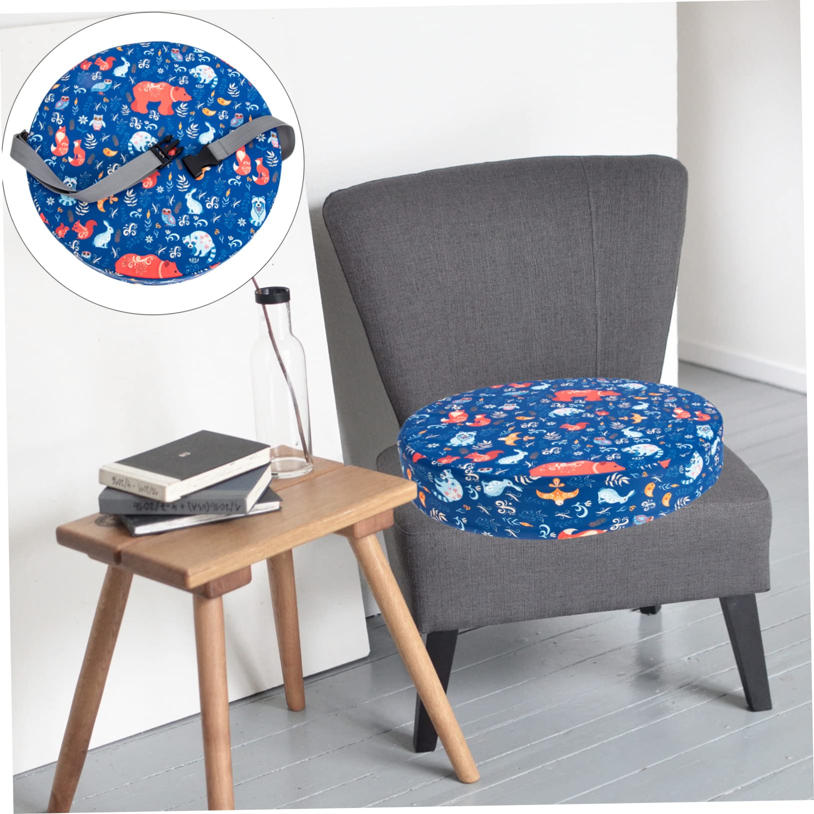 Asiento Elevador Cojín Redondo Azul, Mesa de Comedor Infantil
