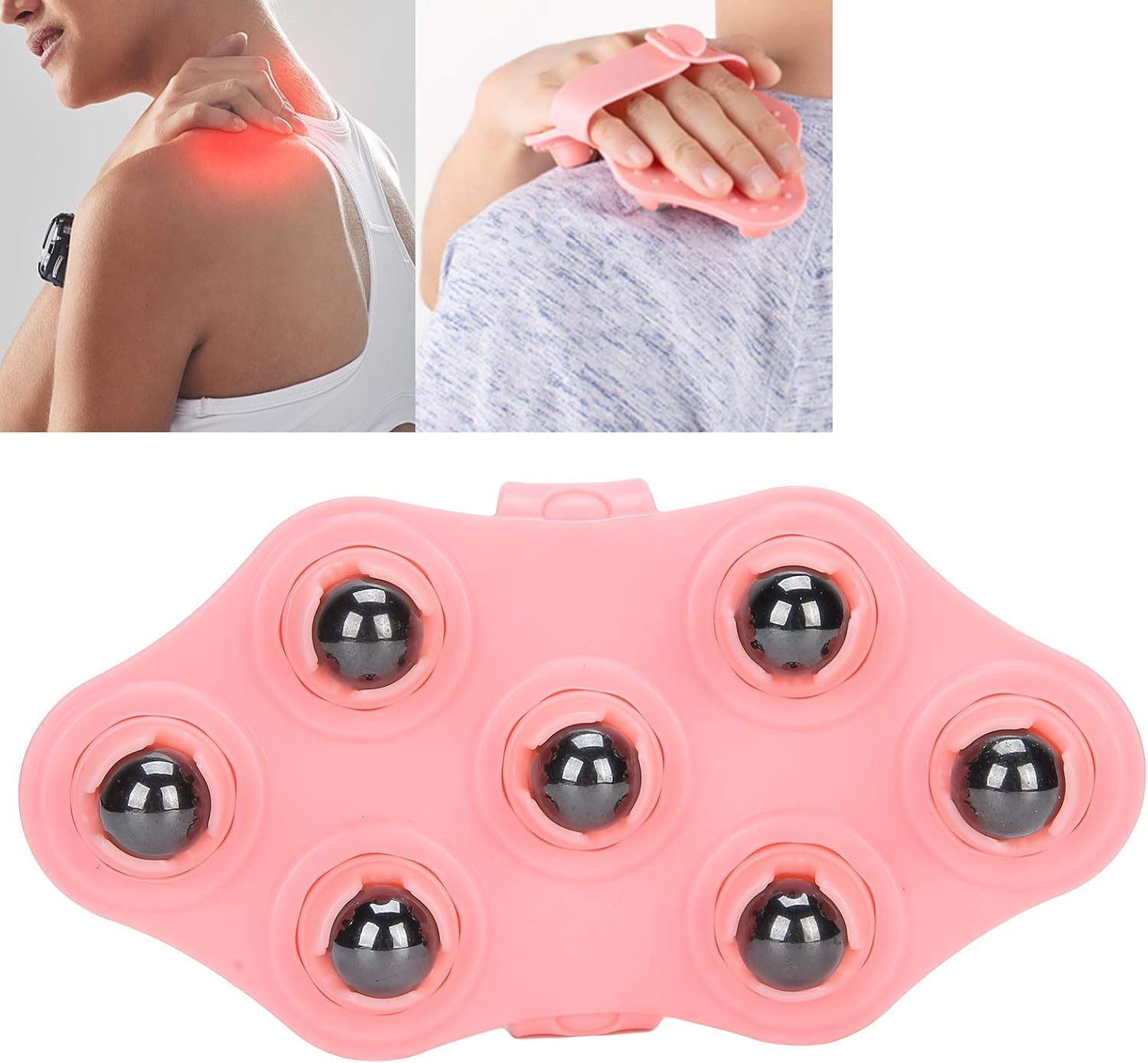 Kesesu Palm Size Massage Glove Body Massage 7 360-Digry-Roller Metal Roller Ball Beauty Body Care (Pink) Kesesu Palm Size Massage Glove Body Massage 7 360-Digry-Roller Metal Roller Ball Beauty Body Care (Pink)