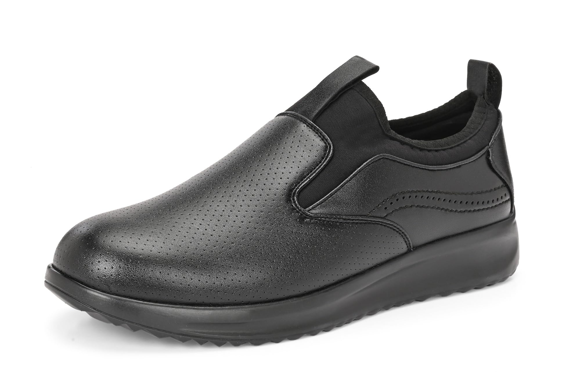 Men’s Black Slip-On Casual Shoes | Lightweight Comfortable Loafers with Cushioned Sole | Synthetic Leather Breathable Design Office & Casual Footwear |-picture-46