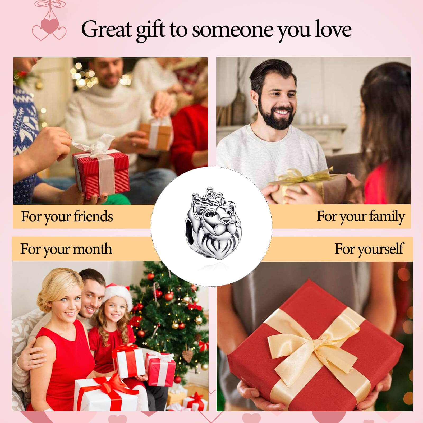 VALGACLS Abalorio de plata de ley 925 con forma de corazón para pulseras, collares, día de San Valentín, día de la madre, regalo para mujeres y niñas