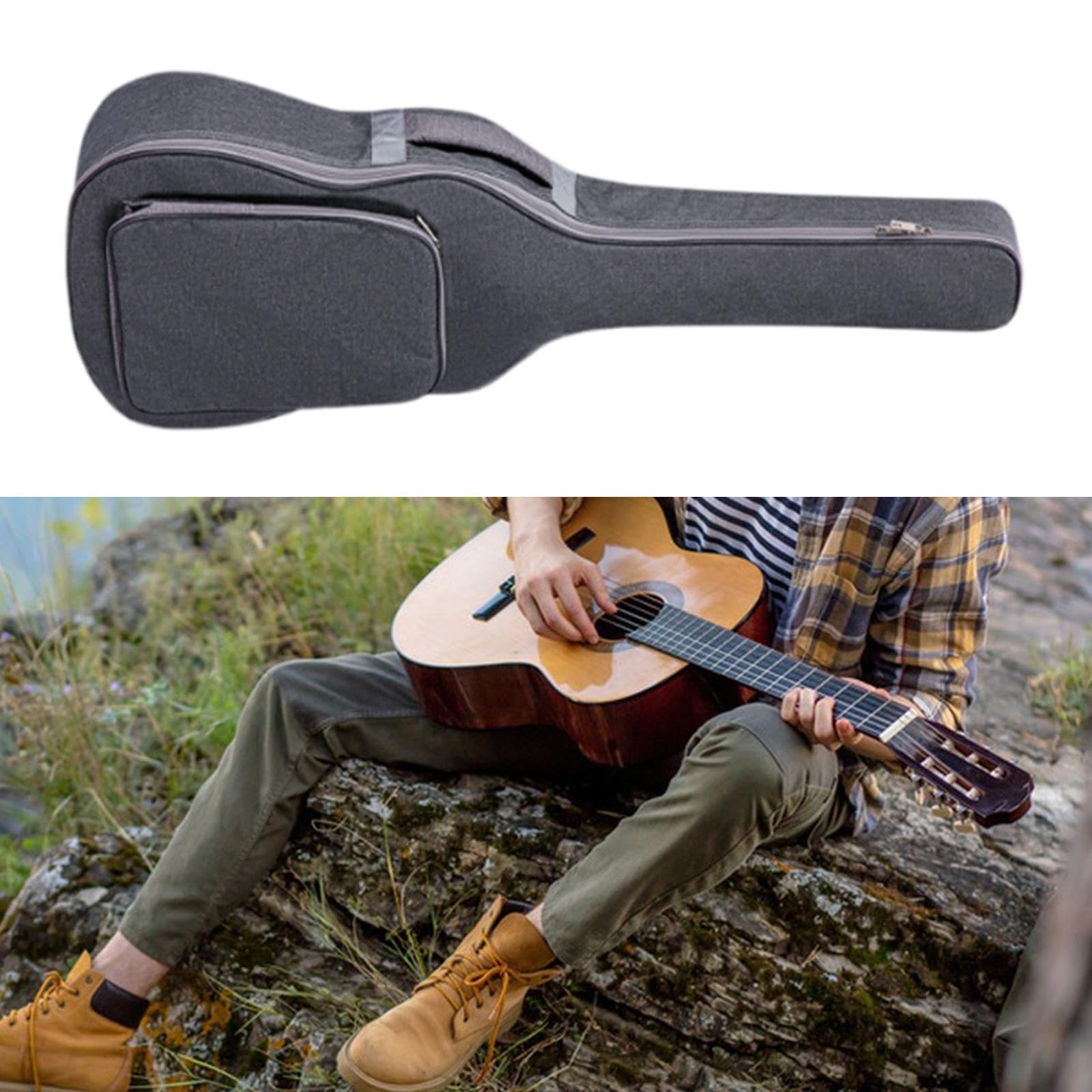 Estuche portátil con funda para guitarra acústica y construcción duradera. Estuche para guitarra eléctrica Everyday By Musicians con cremalleras, gris, 107x45x13cm