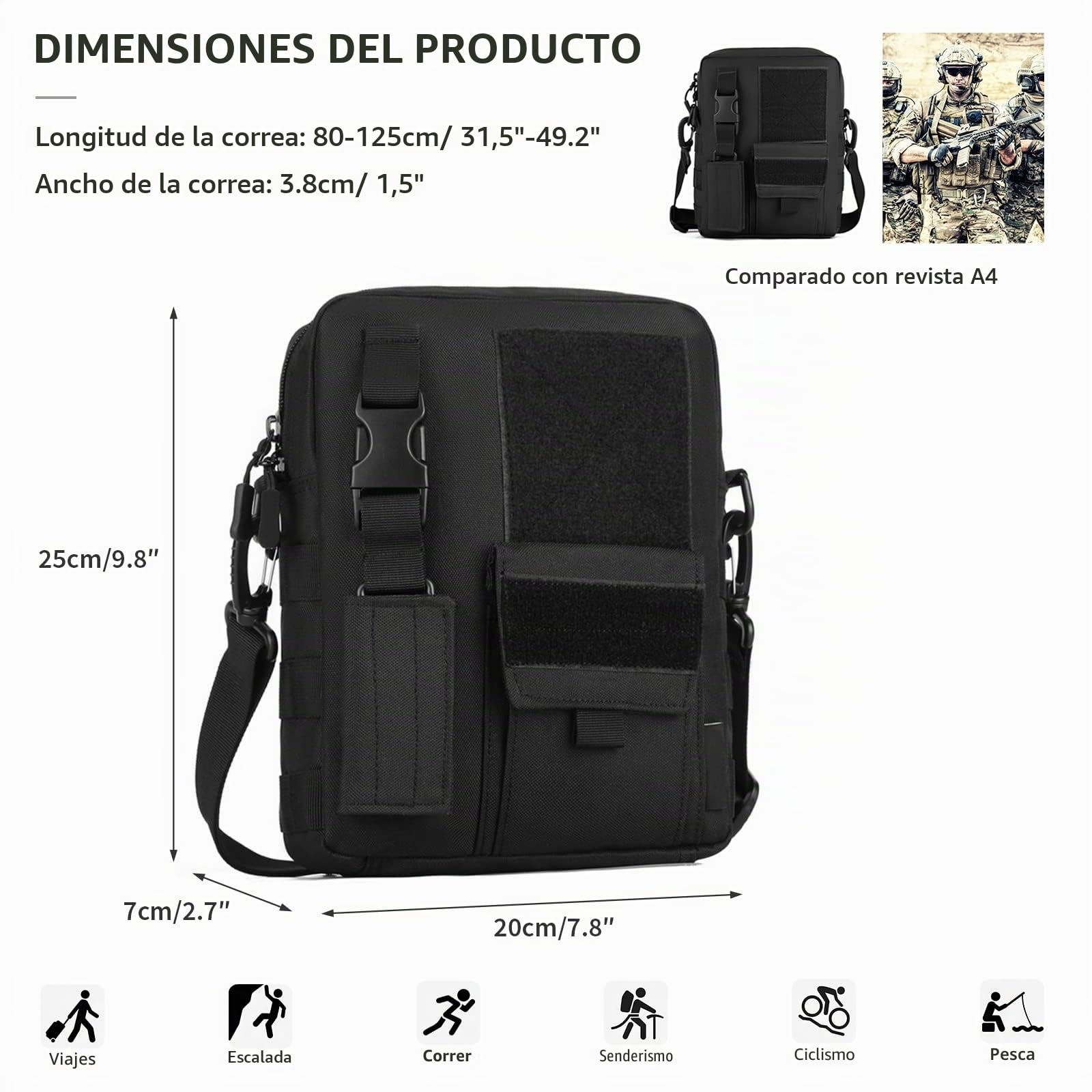 Huntvp Táctical Mochila de Bandolera Impermeable para Senderismo Ciclismo Caza