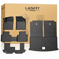 LASFIT Floor Mats for Volkswagen VW Atlas 2019-2026 7 Seats Bench Seating All Weather TPE Custom Fit 3