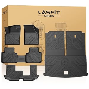 LASFIT Floor Mats for Volkswagen VW Atlas 2019-2026 7 Seats Bench Seating All Weather TPE Custom Fit 3