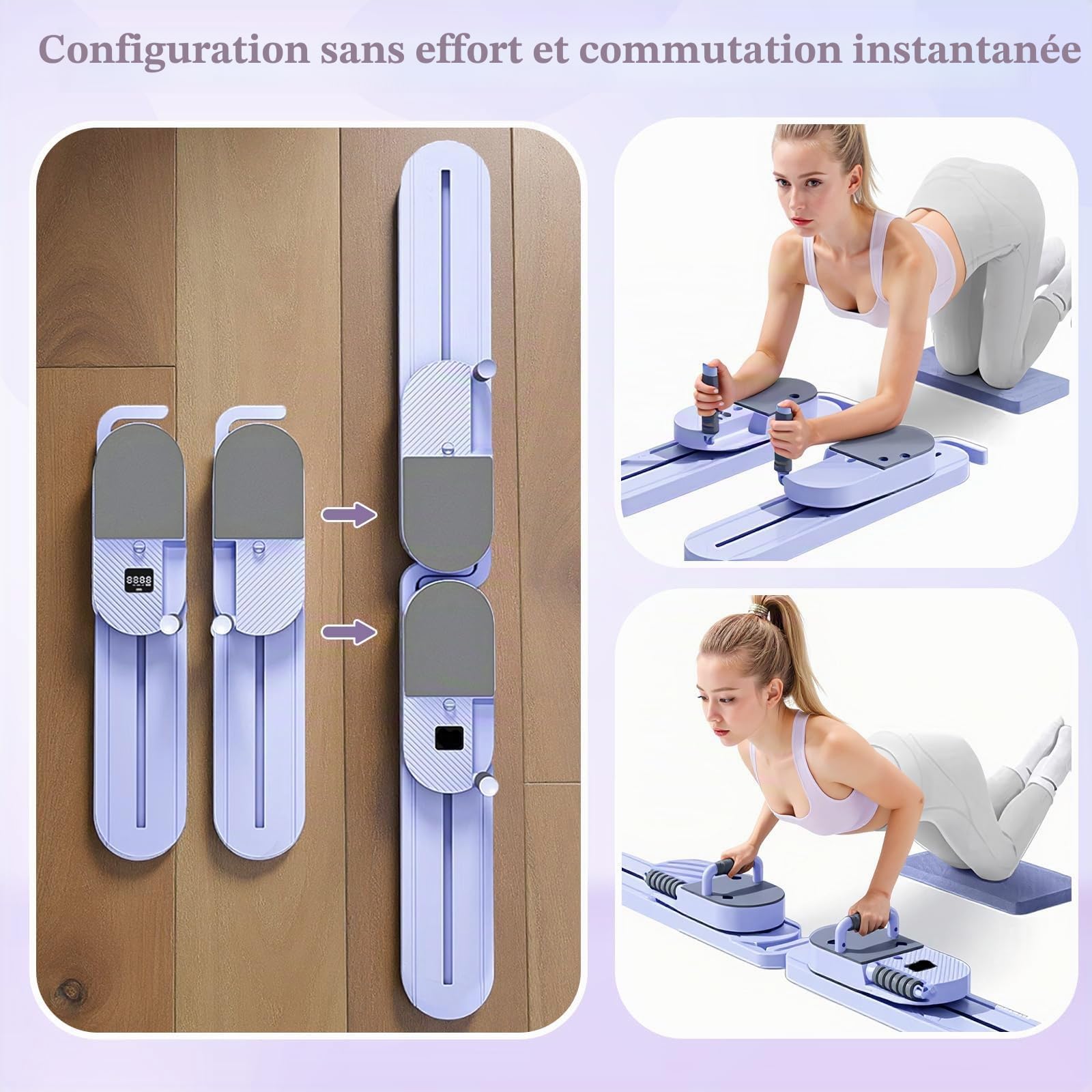 Planche de Pilates Reformer avec bandes de résistance – Machine de Pilates portable, entraînement complet du corps pour la maison, renforcement des fessiers et des jambes