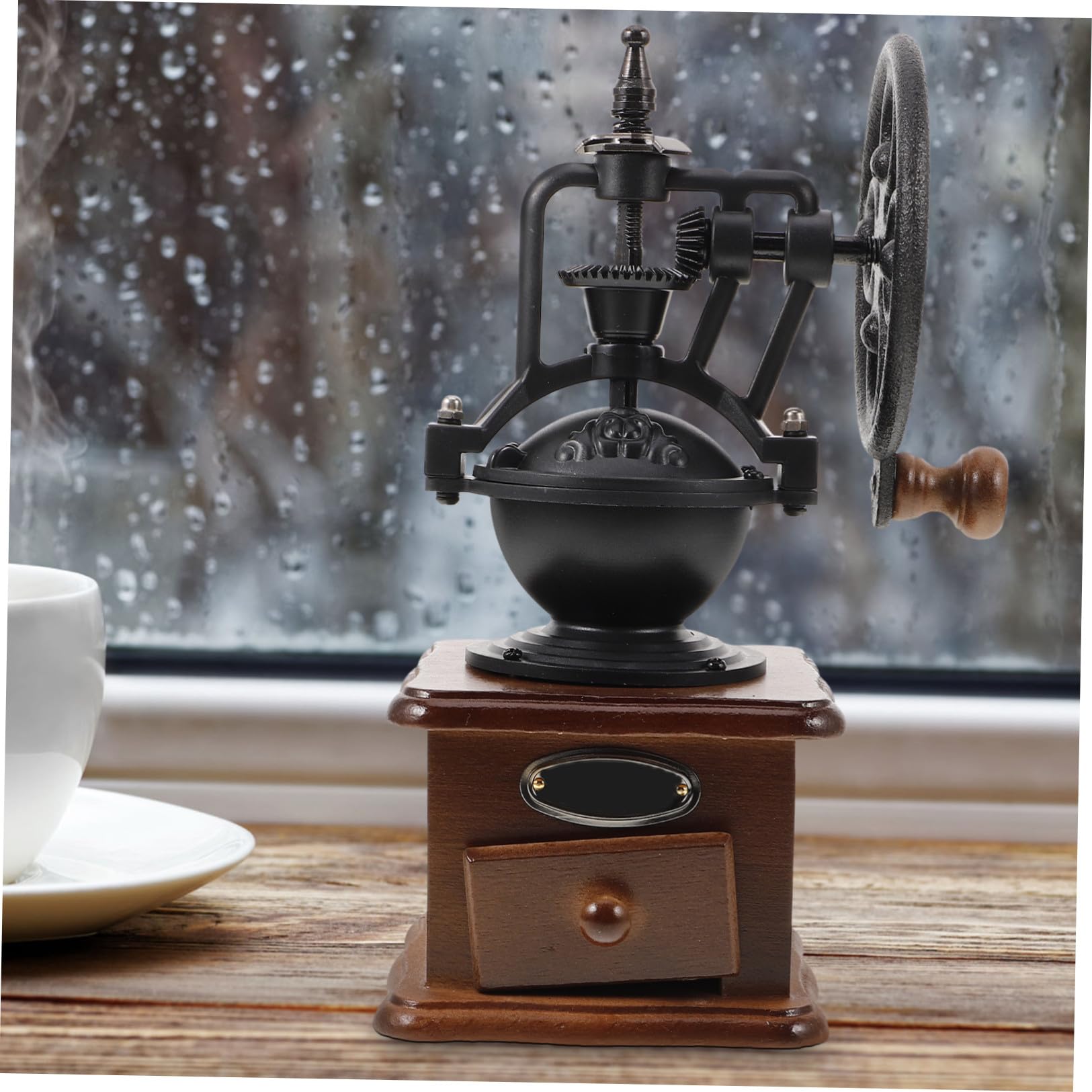Holzkaffeebohnenmühle Manuell aus Eisen für Zuhause Kaffeebohnen mit Kurbel für Kaffeemahlen ohne Aromaverlust Kaffeezubehör für Kaffeeliebhaber