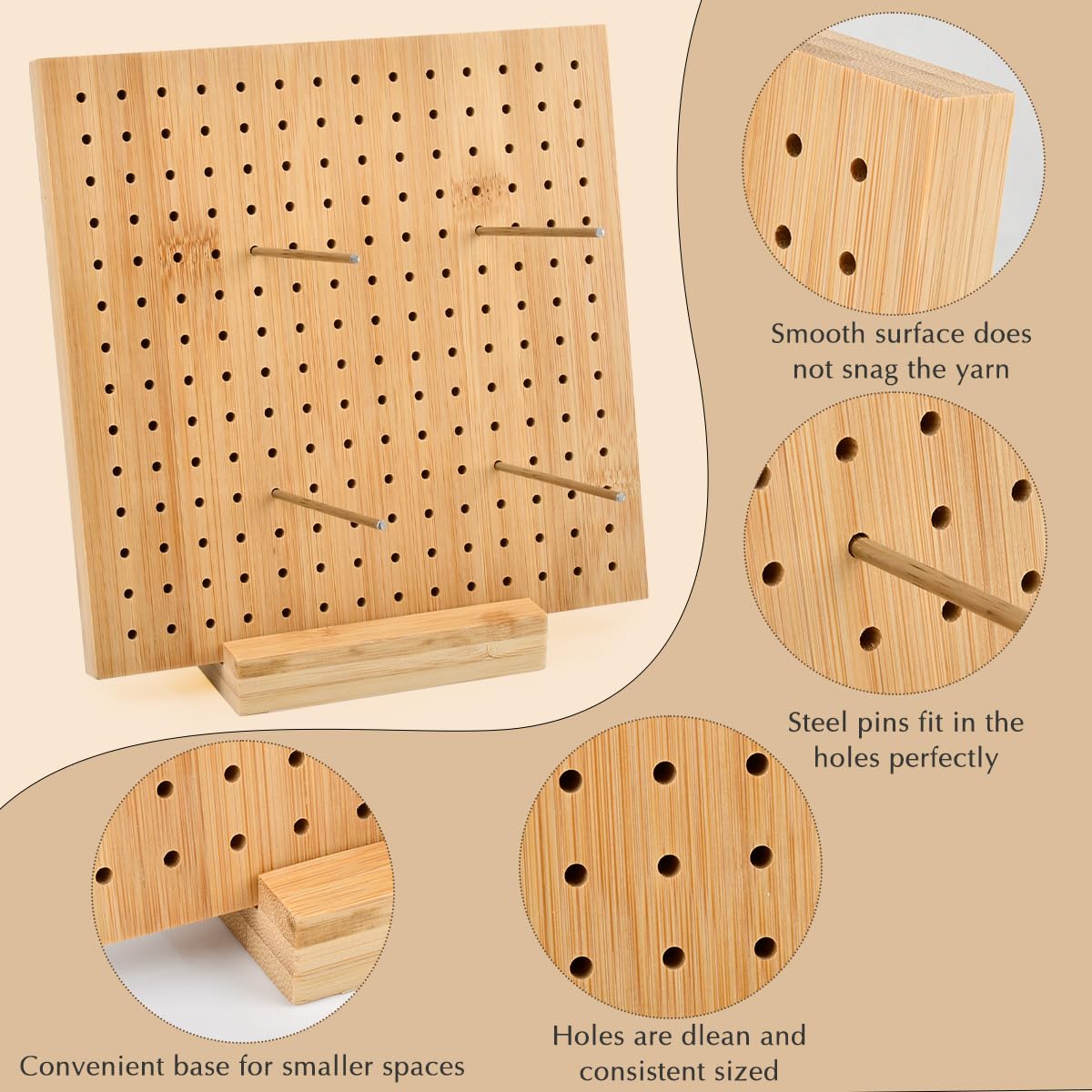 Coopay Granny - Tavola di blocco grande, 29 x 29 cm, per Granny Square, per lavori a maglia e uncinetto, 30 perni in acciaio inox
