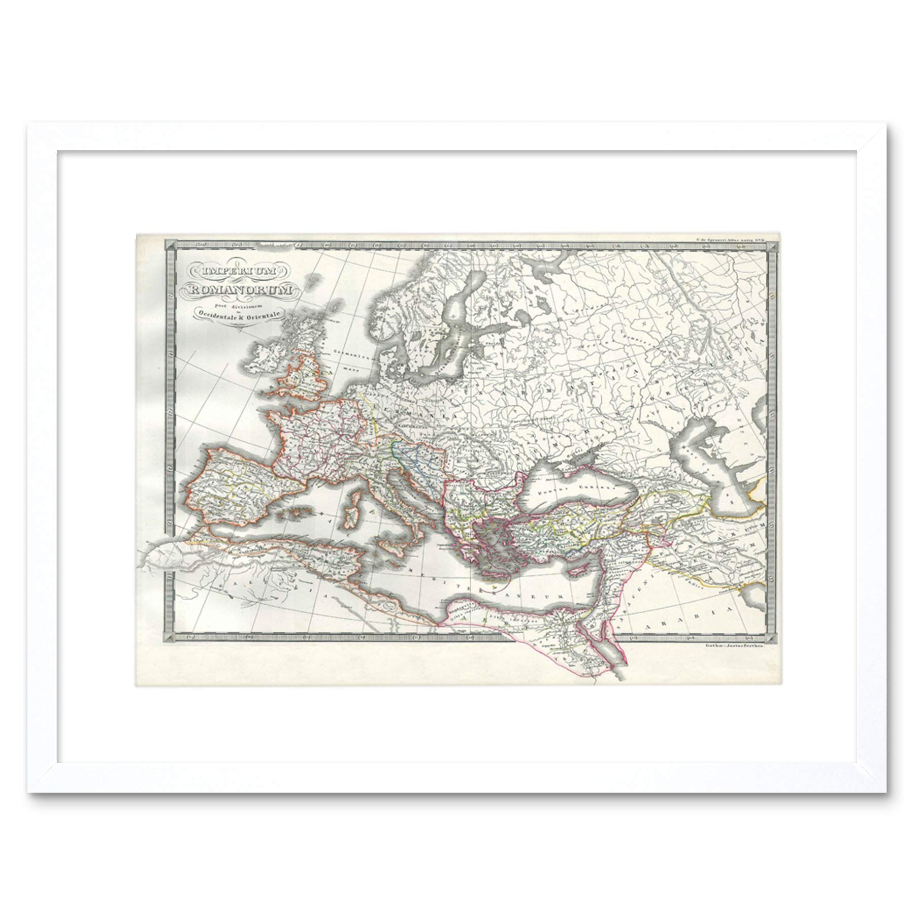 Wee Blue Coo Map 1850 Roman Empire East West Ancient Rome Frame Art Print Picture F12X007