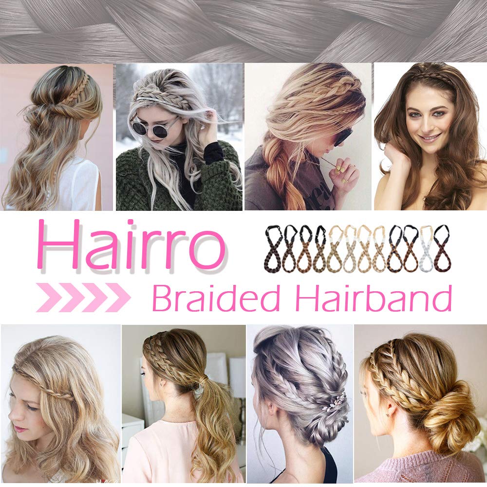 STHEJFB Diadema Trenzada De 2 Y 3 Hebras, Combinaciones, Desordenada, Ancha, Esponjosa, Elástica, Diadema Trenzada, Accesorio De Belleza Para Mujeres Y Niñas (rubio Miel Emitido