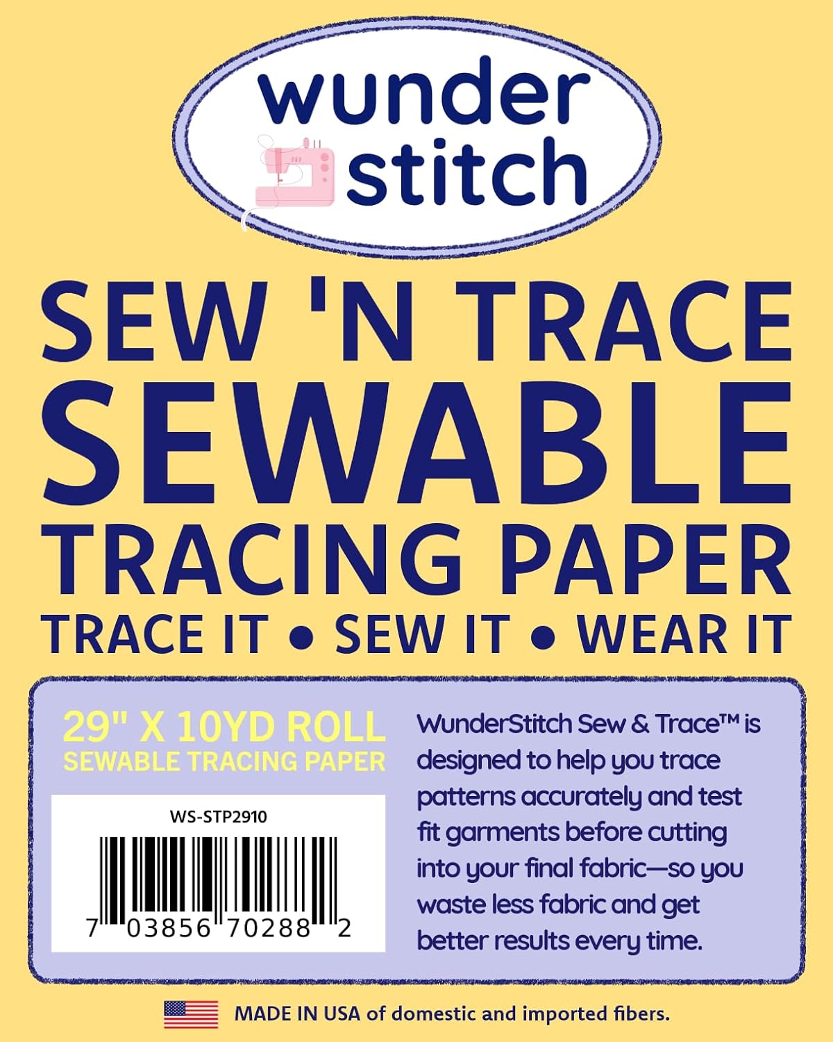 Sew & Trace Sewable Tracing Paper for Sewing Patterns – 29" x 10 Yard Roll, Pattern Paper for Garment Sewing & Fitting