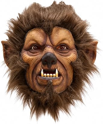 Werewolf Mask Adult Halloween Animal Scary Wolf Mask with Faux Fur