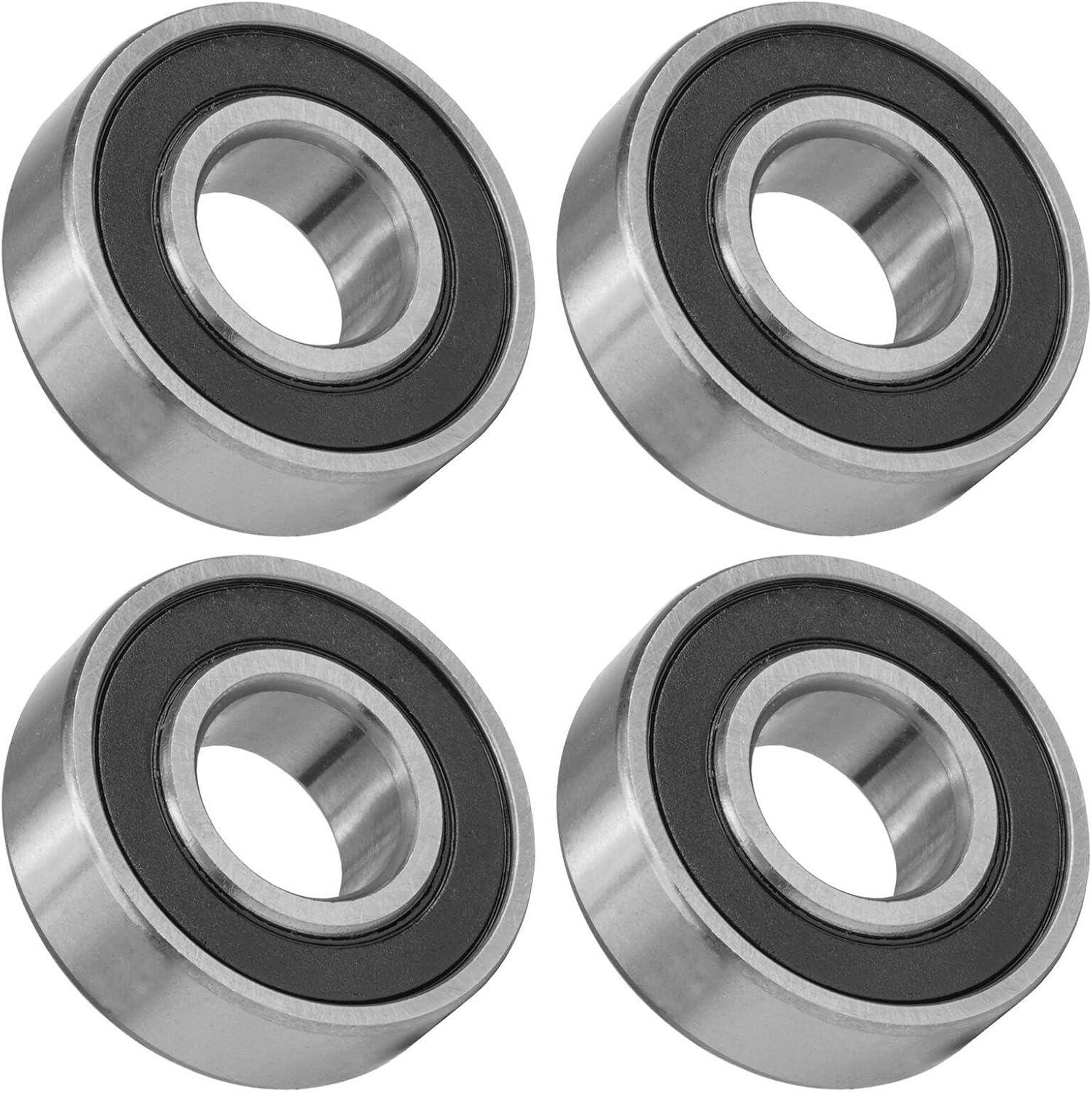 Four spindle bearings, silver with black seals, arranged in a square pattern.