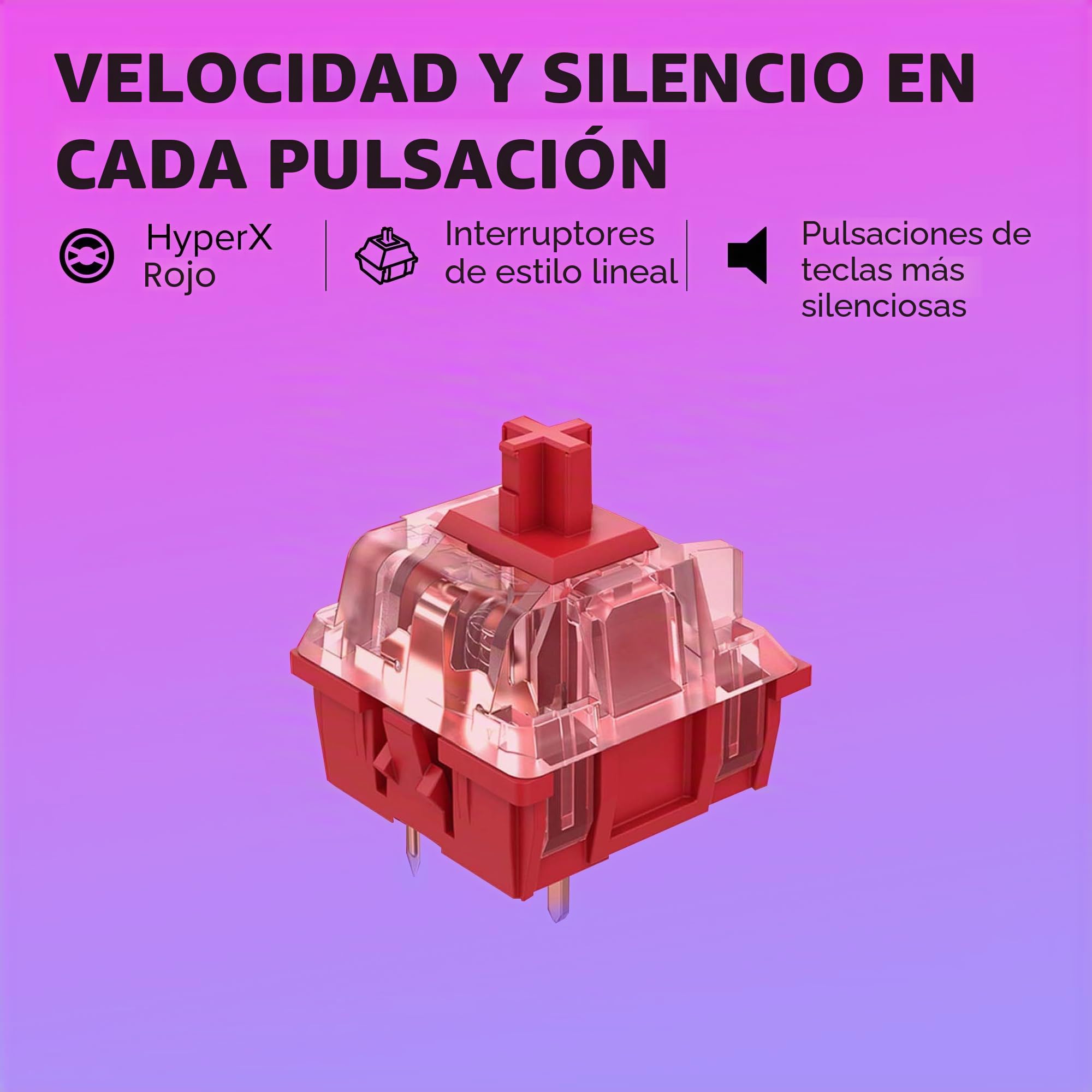 HyperX Alloy Origins 65 – Teclado mecánico para juegos - Formato ultracompacto al 65% – Tecla HyperX Red (lineal) - Cubiertas de PBT de doble capa de las teclas - Retroiluminación LED RGB