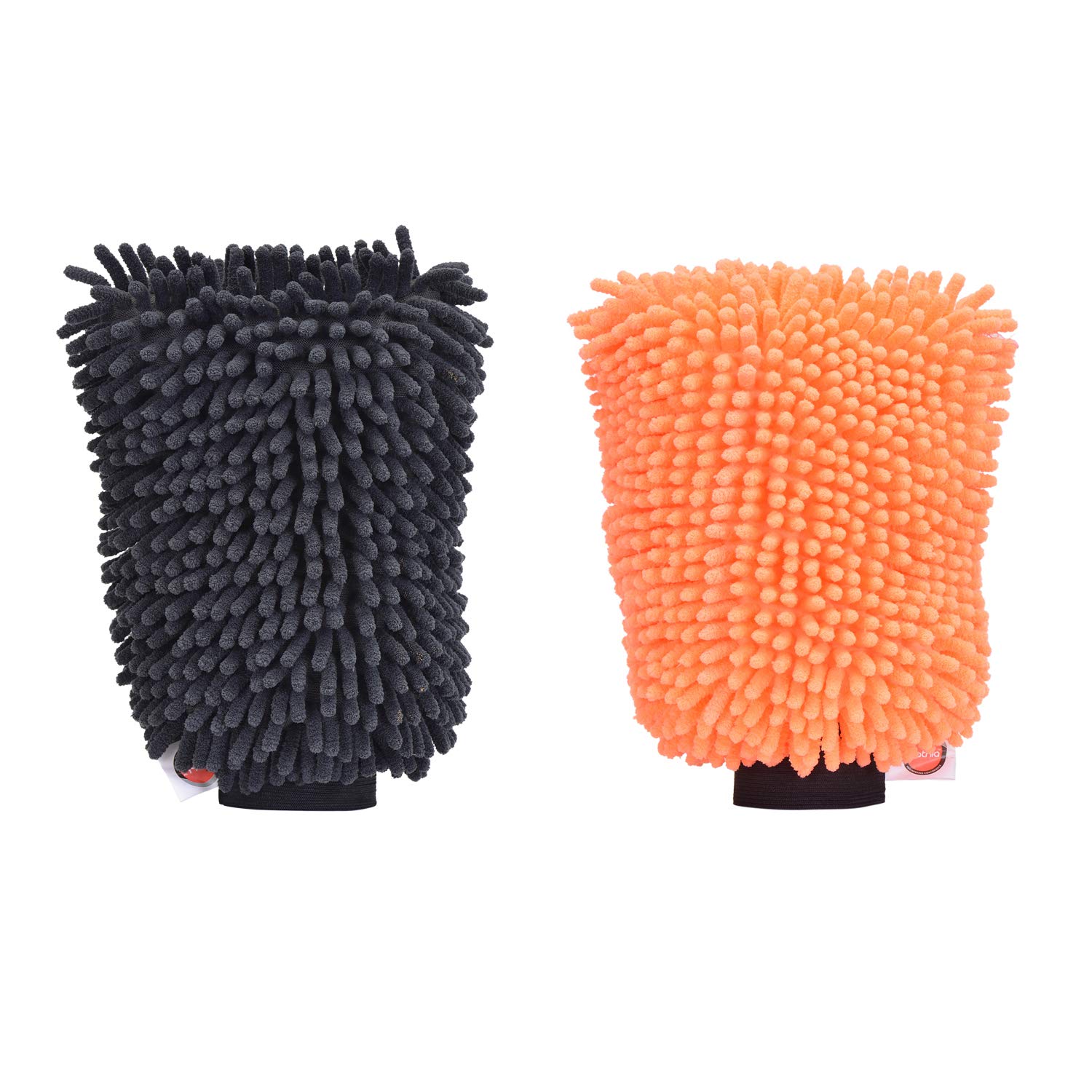 BathlaSpic & Span Multi Purpose Microfiber Cleaning Gloves (Pack of 2 - Black + Fluorescent Orange)