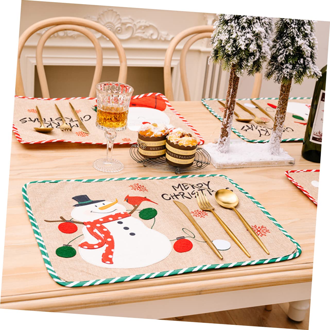 Cabilock 3 Piezas Decoración navideña Decoraciones de Mesa de Fiesta manteles Individuales para Festivales Posavasos navideños Christmas Tablecloth decoración de la Mesa del hogar Tela