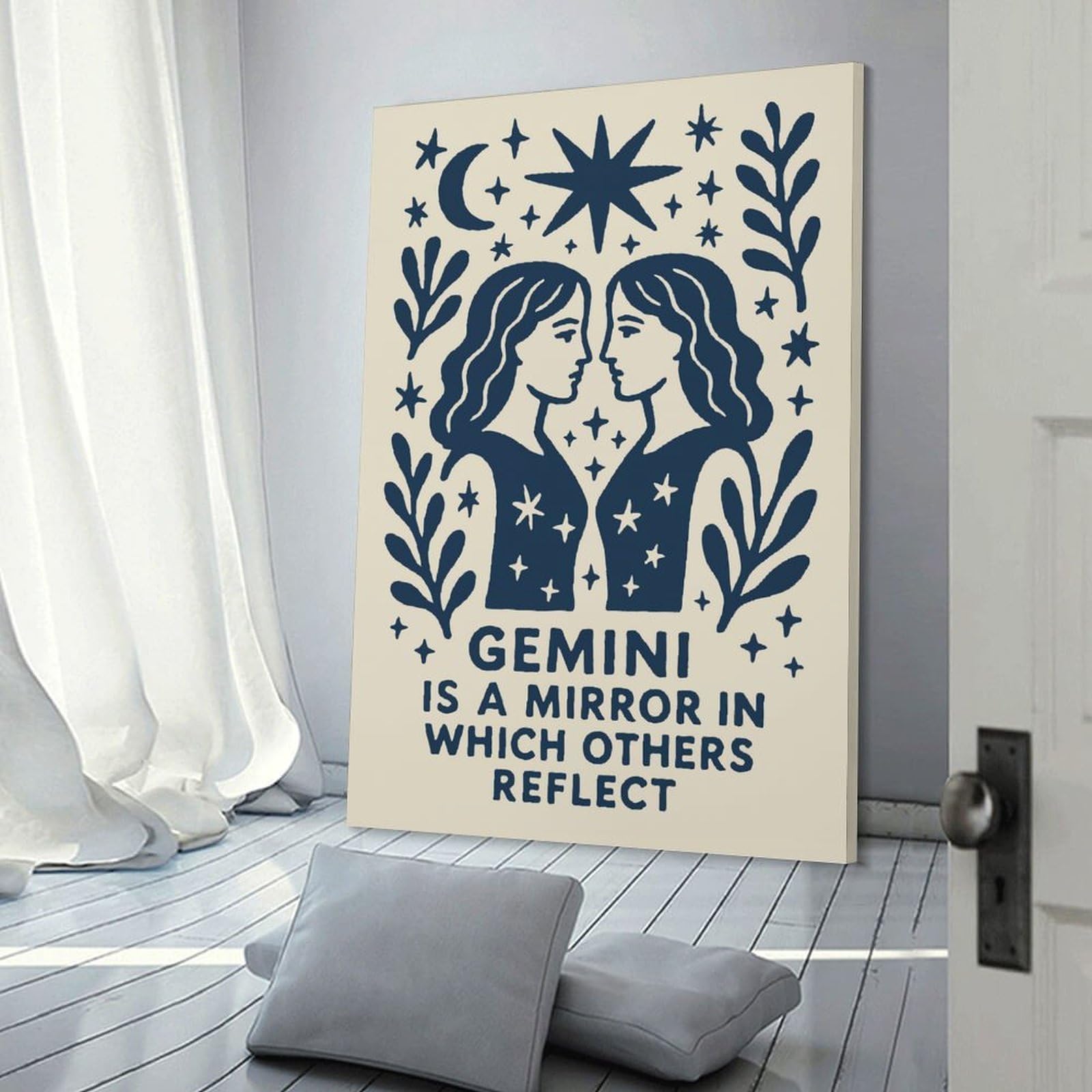 Junmoney Gemini Zodiac Sign Art Print Room Decor Wall Art 08x12inch(20x30cm), for Bedroom, Guest Room Or Reading Nook, An Easy Wall Refresh for Bedrooms