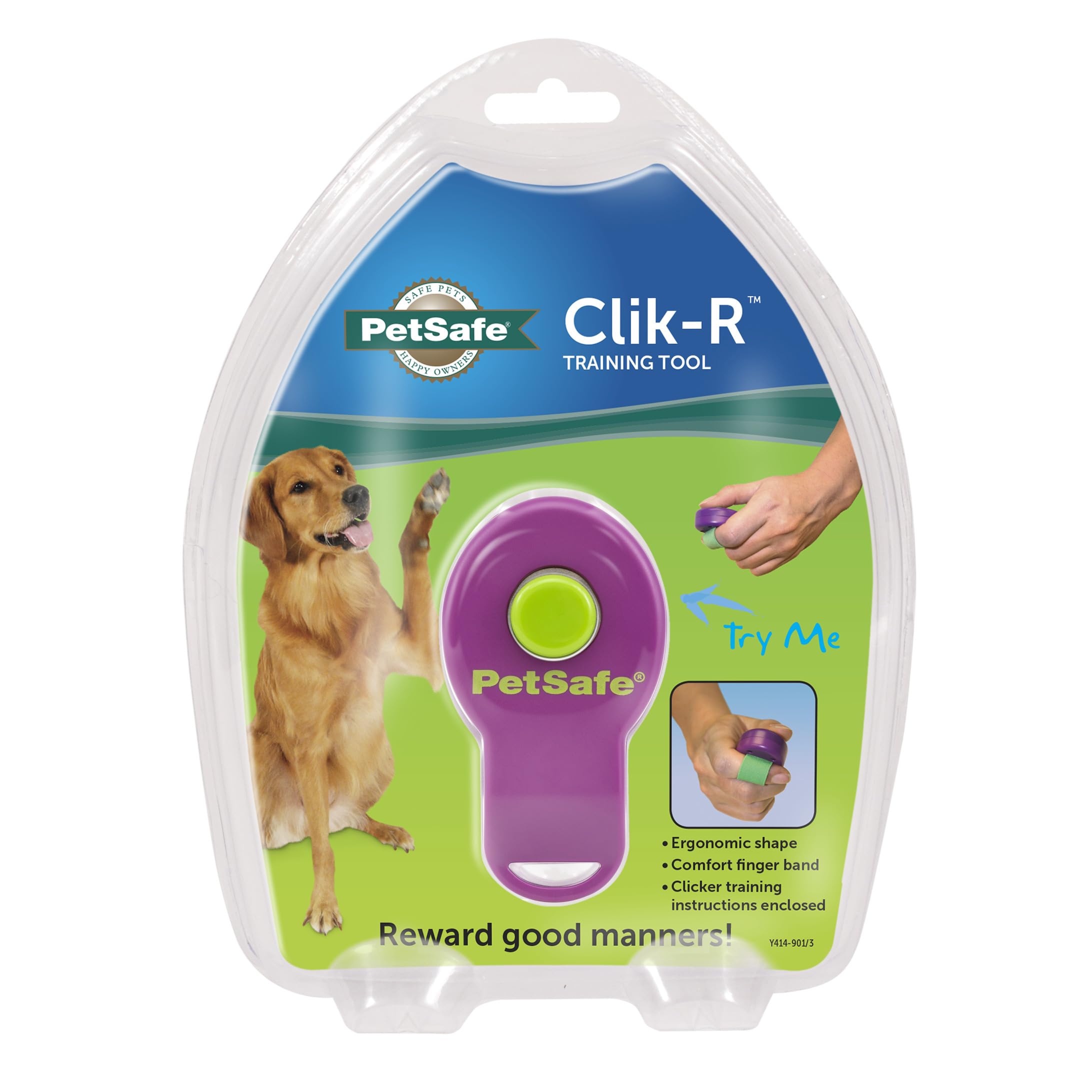 PetSafe Clik-R - Clicker di Addestramento per Cani e Gatti per l’Educazione Quotidiana con Design Ergonomico e Fascia da Dito Compatta - Viola
