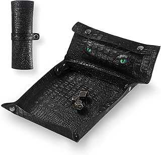 Byhoo Foldable DND Dice Tray & DND Dice Bag w/ Green Eyes，Dice Rolling Tray DND & RPG Board Game，DND Dice Tray Green in the Dark，DND Dice Bag Hold 3 DND Dice Sets，Not Included Dice (MFR_BH_UK_10269)