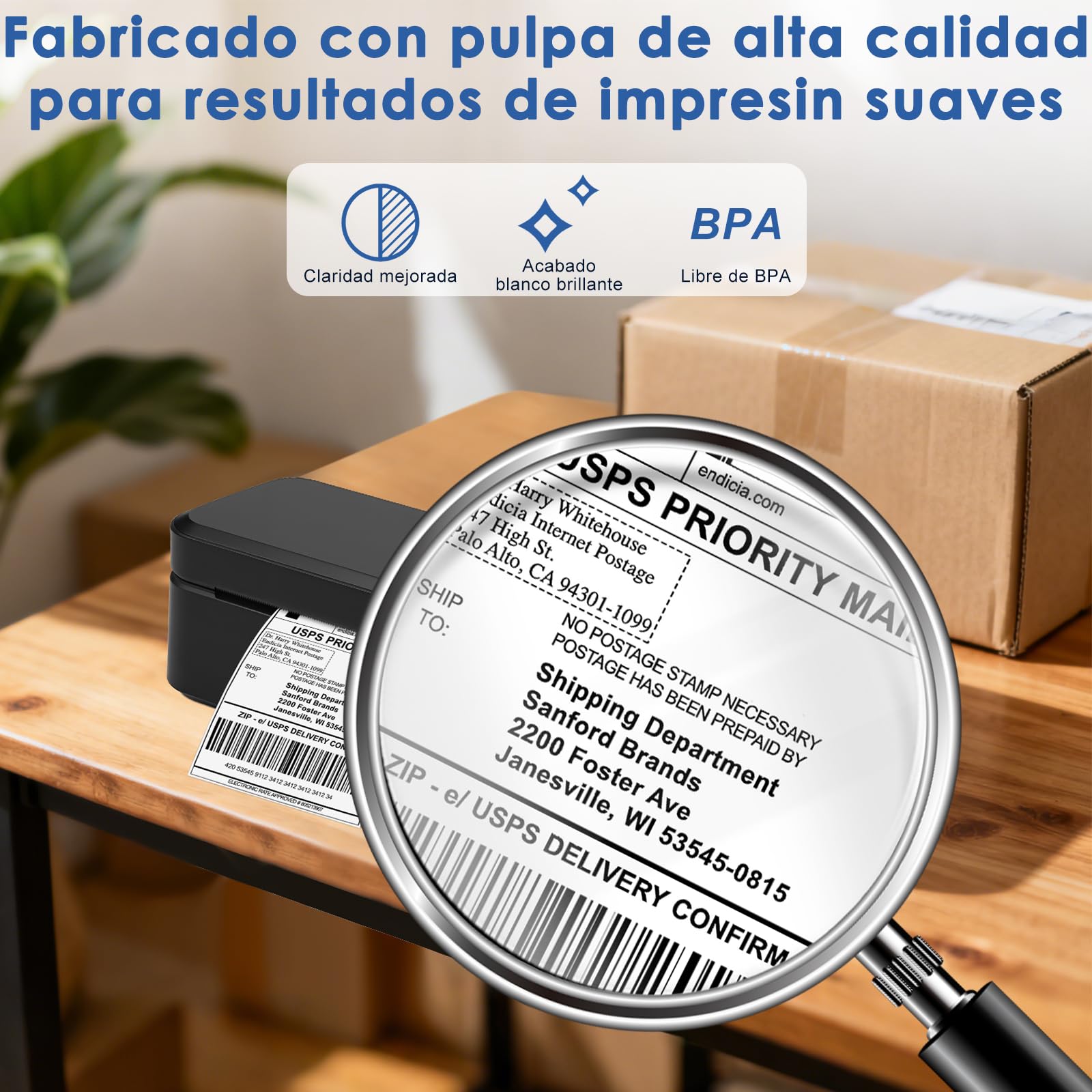 GuKKK Etiquetas Térmicas Directas de 4 "x 6", 500 Etiquetas de Dirrección Etiquetas de Envío, Etiquetas Térmicas Autoadhesivas para DHL, UPS, DPD-100 x 150 mm