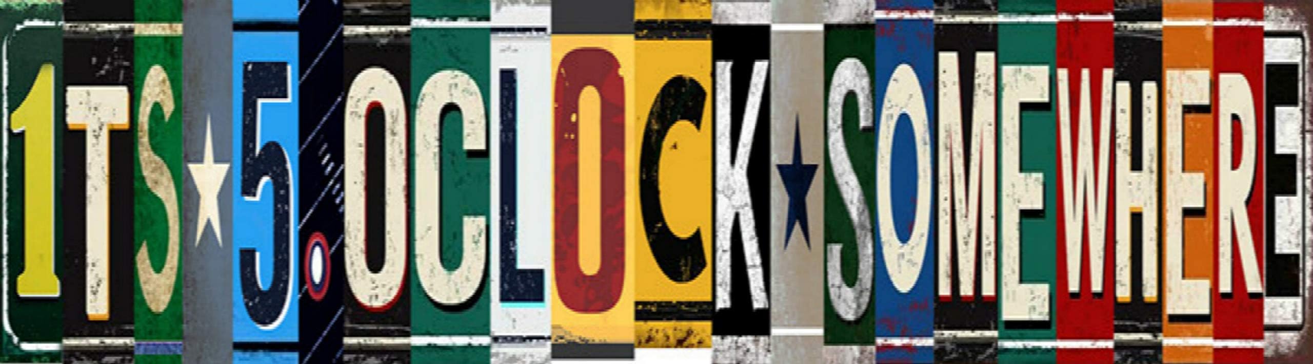 Five O Clock Somewhere Unique Metal Wall Decor for Home, Bar, Diner, Pub, 16x6 Inches,Fun Kitchen Decor, Unique Drinking Sign, Funny Bar Signs, Vintage Kitchen Signs